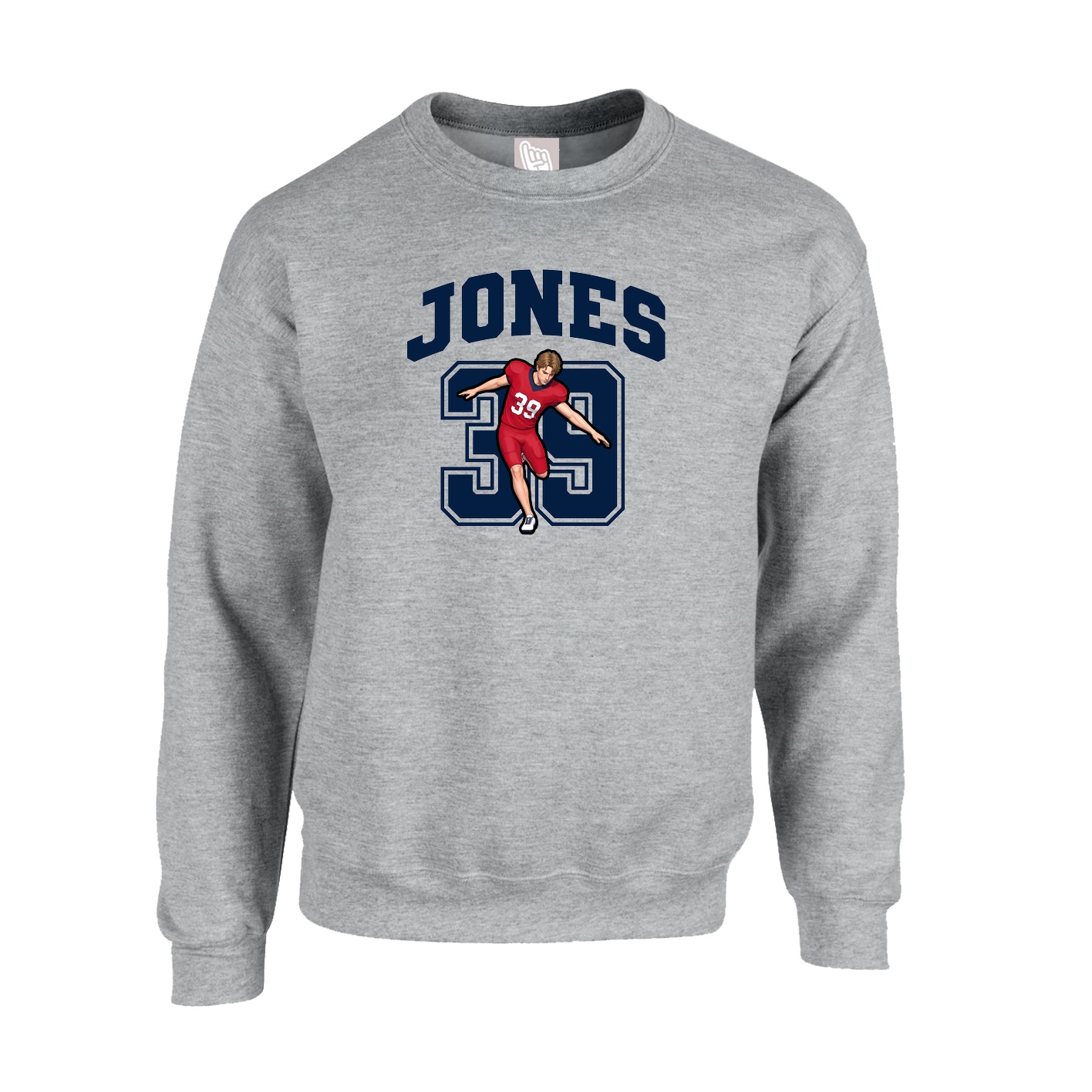 Fleece Crew — Number in Grey