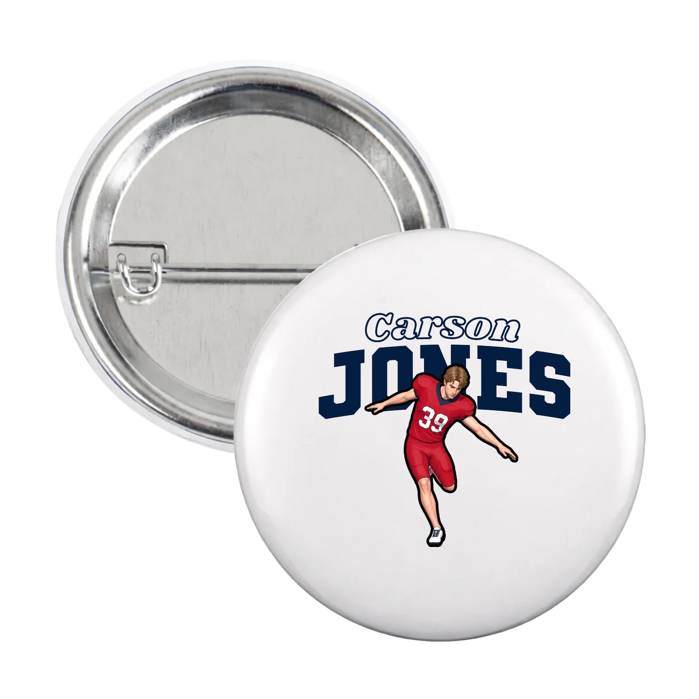 Game Day Button — Name Arch in White