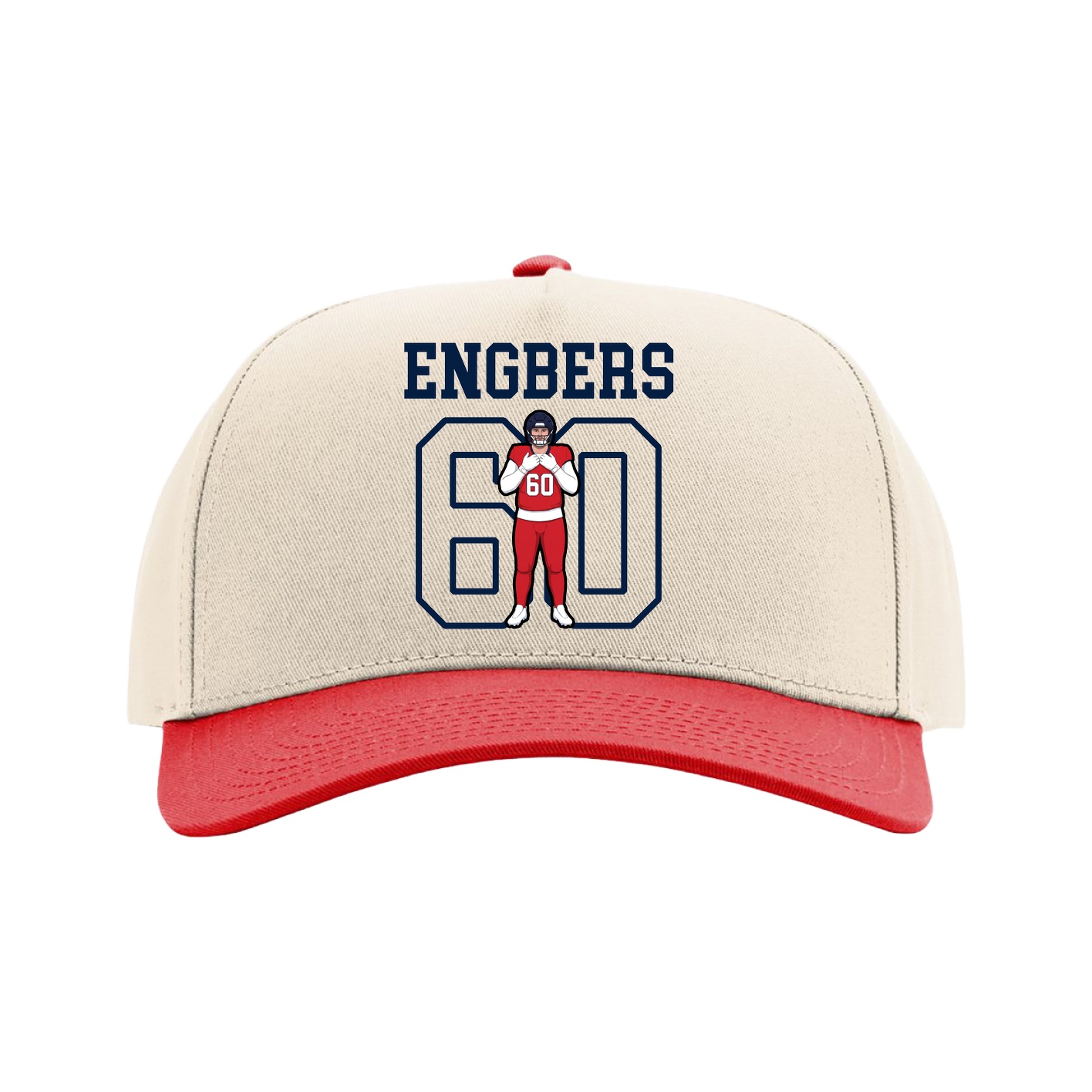Full Fabric Five-Panel Champ Cap — Shirsey in Cream/Red