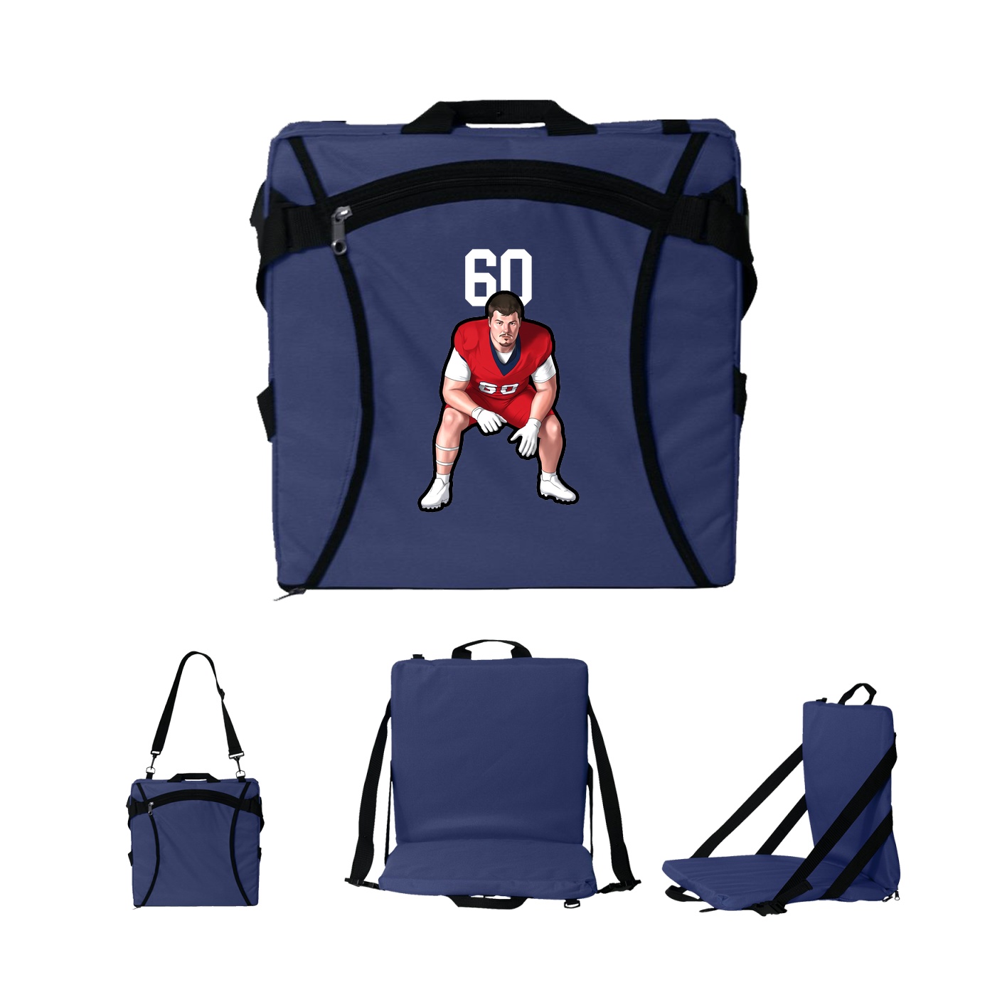 Folding Stadium Seat — Number Top in Navy