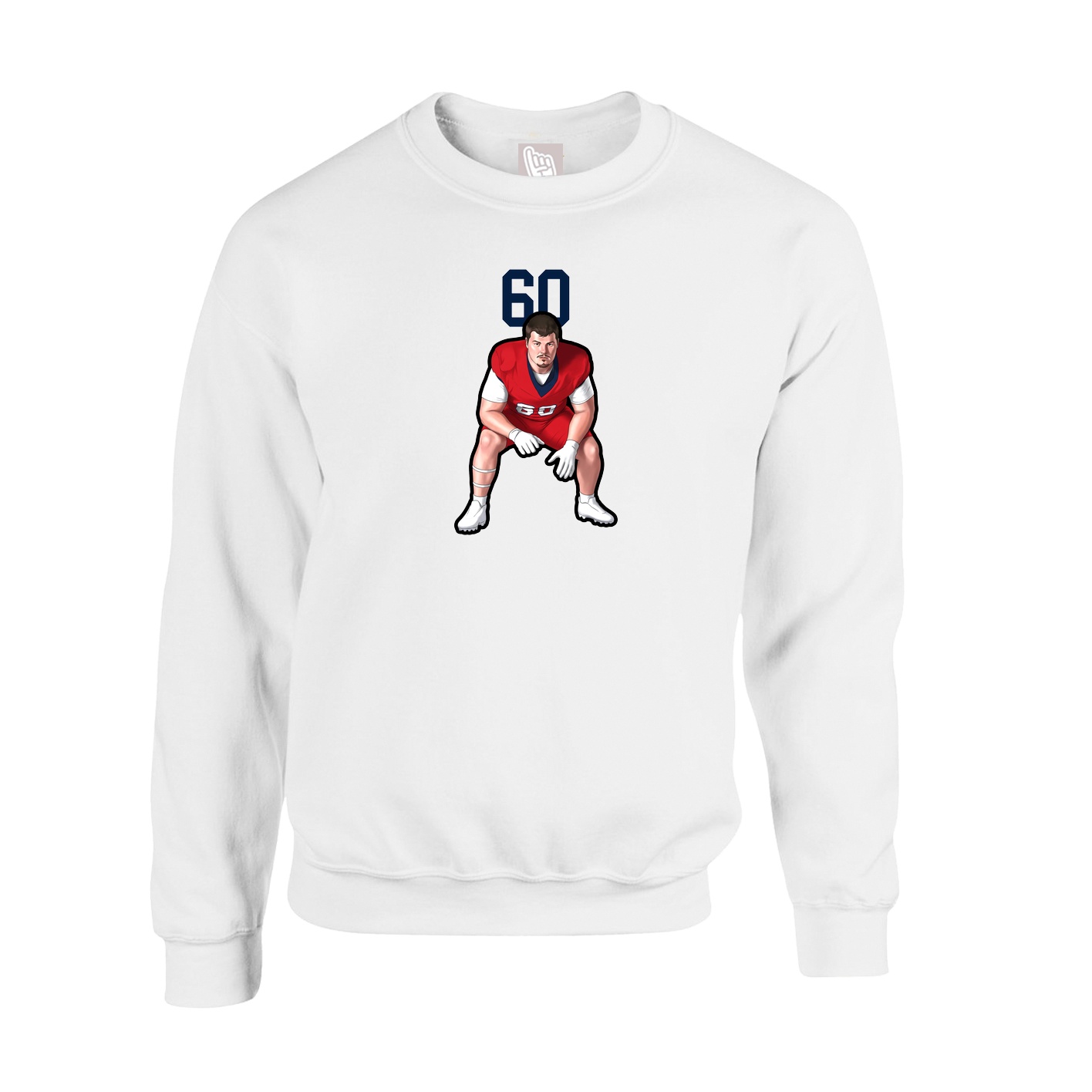 Fleece Crew — Number Top in White