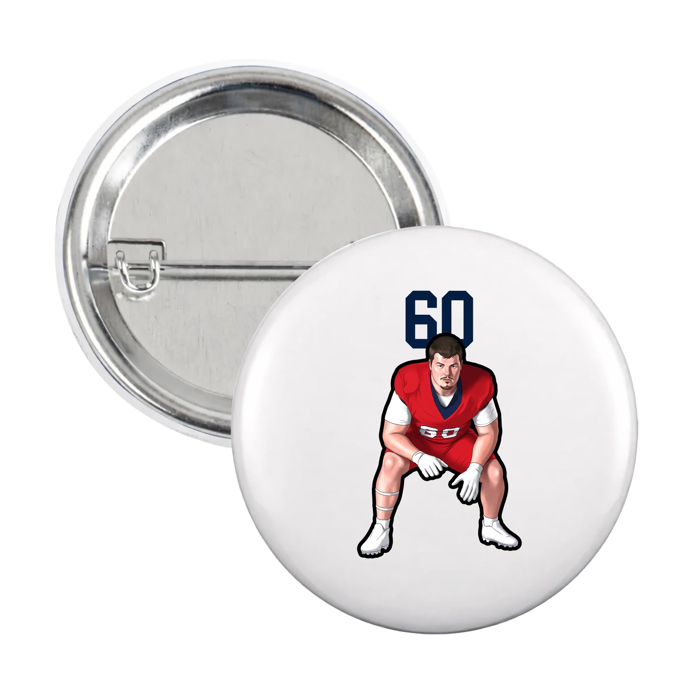 Game Day Button — Number Top in White