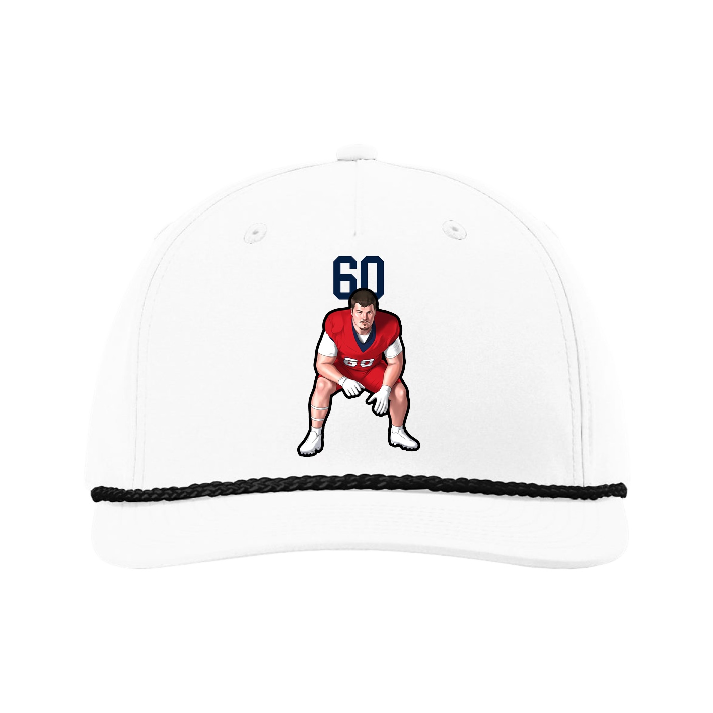 Five-Panel Classic Rope Cap — Number Top in White