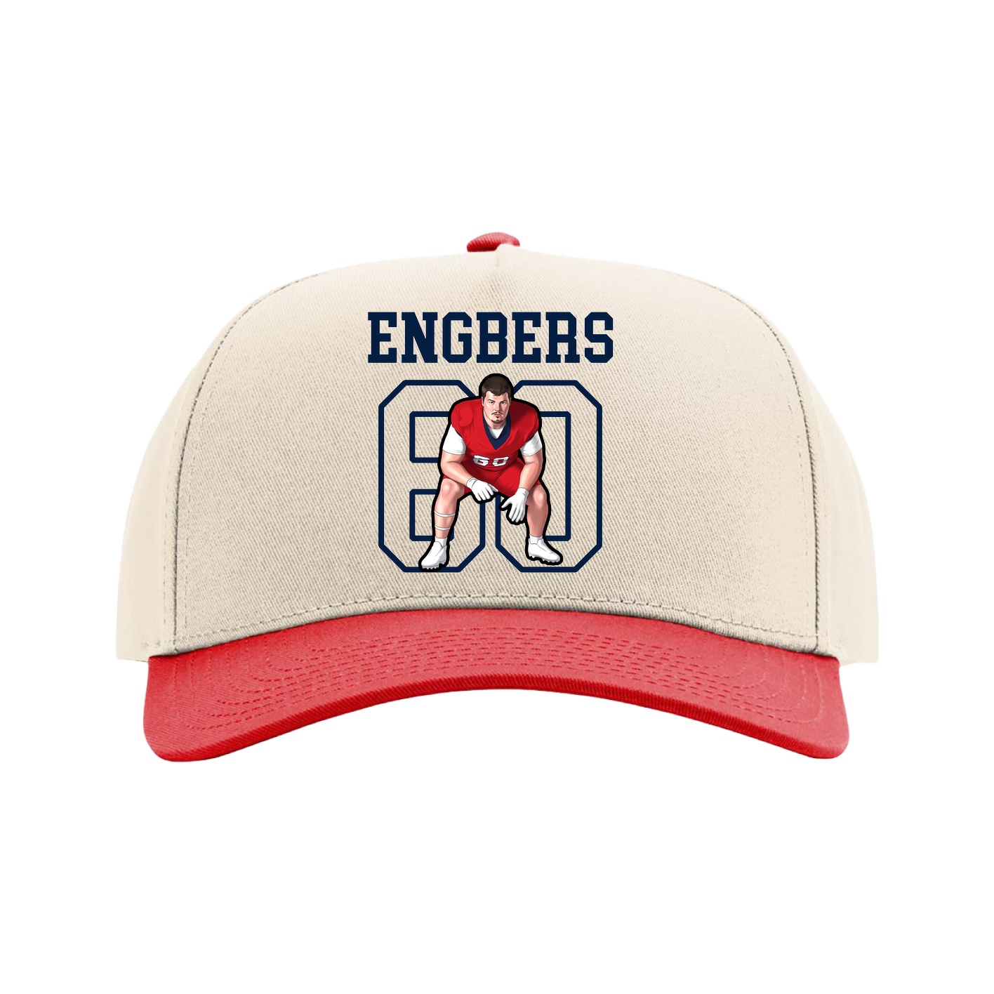 Full Fabric Five-Panel Champ Cap — Shirsey in Cream/Red