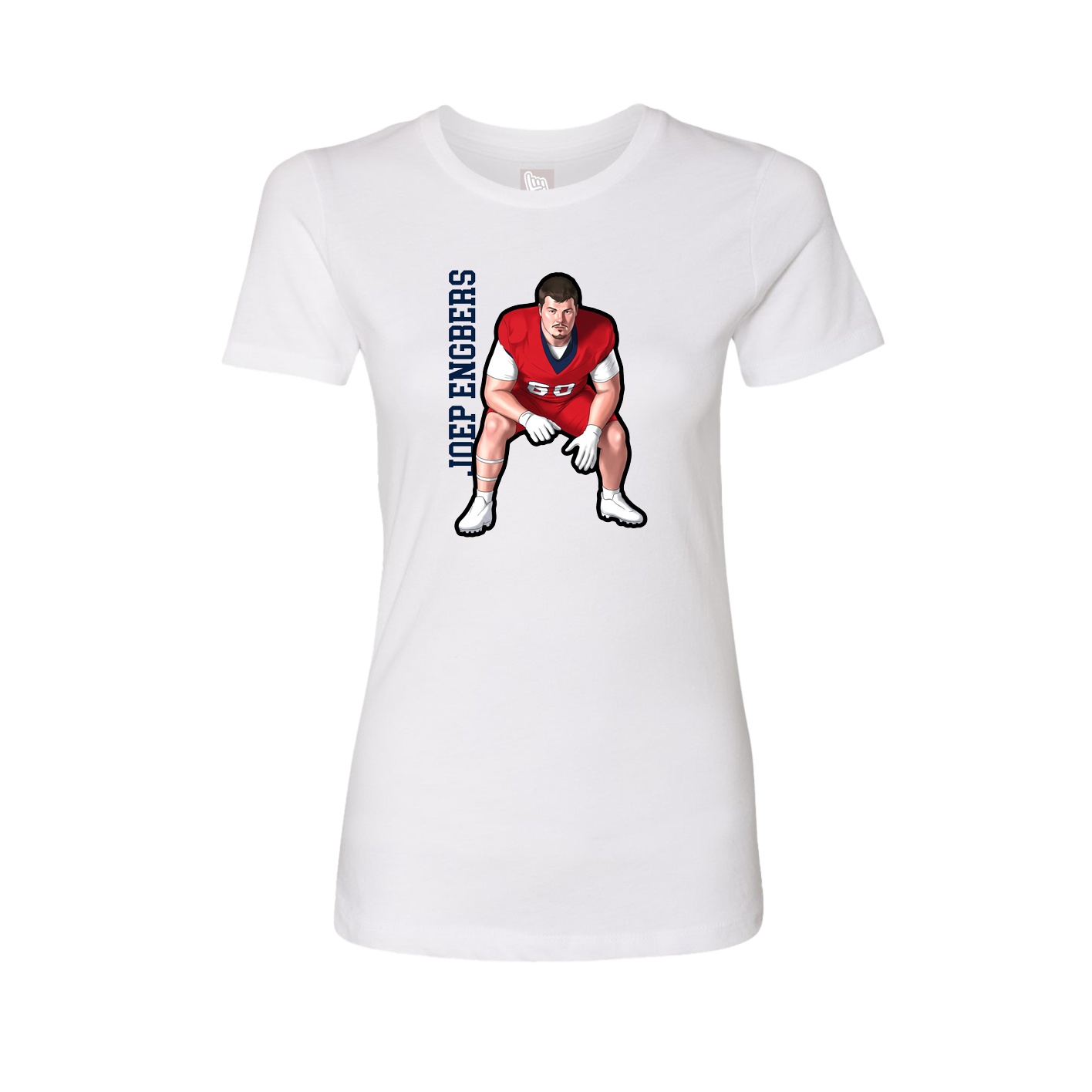 Fitted Women's Tee — Name Vertical in White