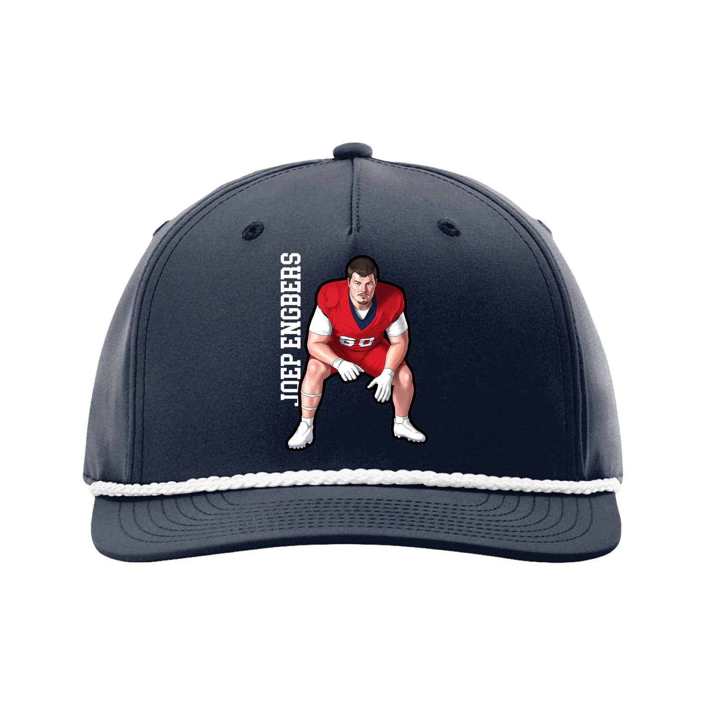 Five-Panel Classic Rope Cap — Name Vertical in Navy
