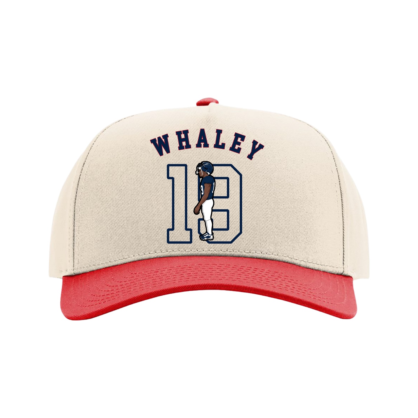 Full Fabric Five-Panel Champ Cap — Shirsey Arch in Cream/Red
