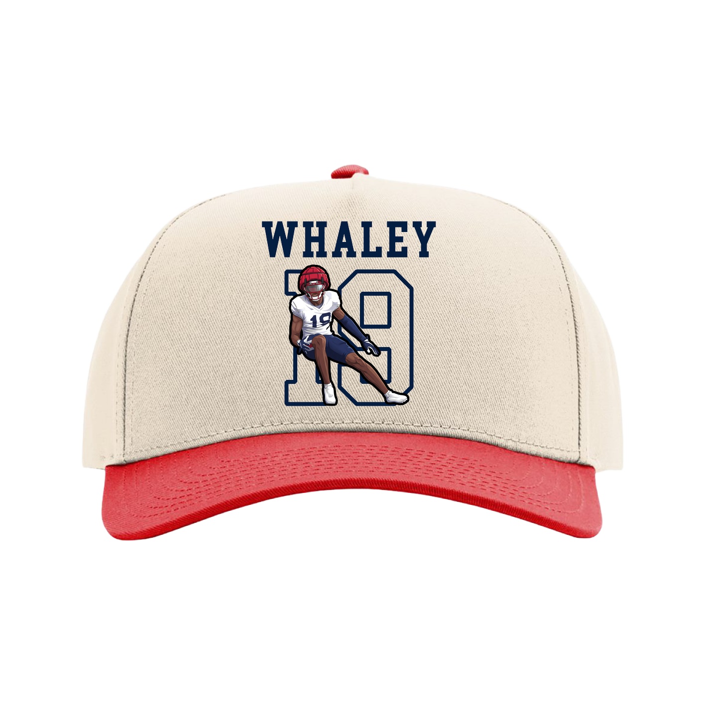 Full Fabric Five-Panel Champ Cap — Shirsey in Cream/Red
