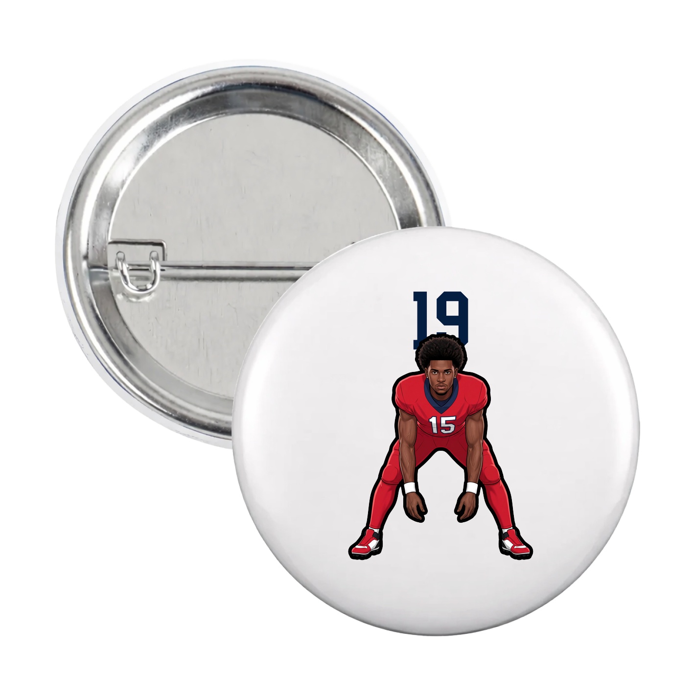 Game Day Button — Number Top in White