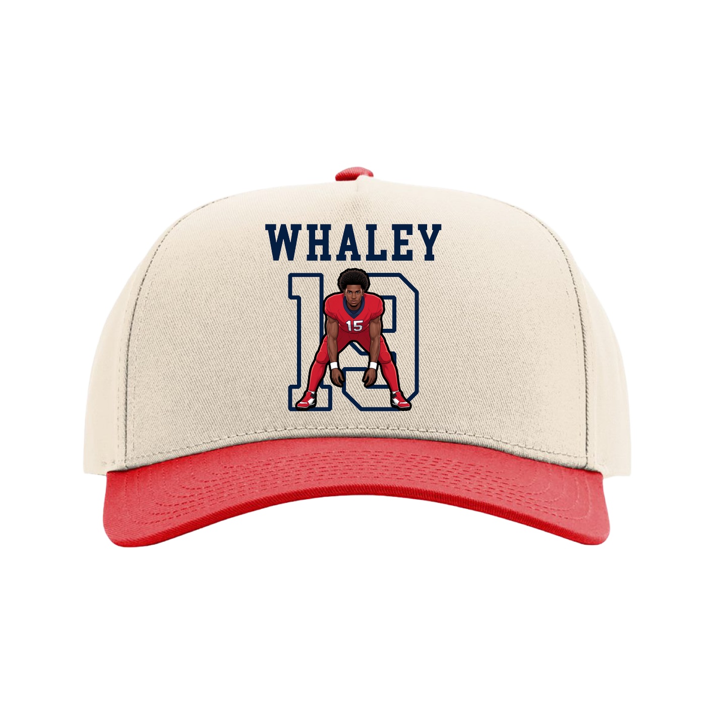 Full Fabric Five-Panel Champ Cap — Shirsey in Cream/Red