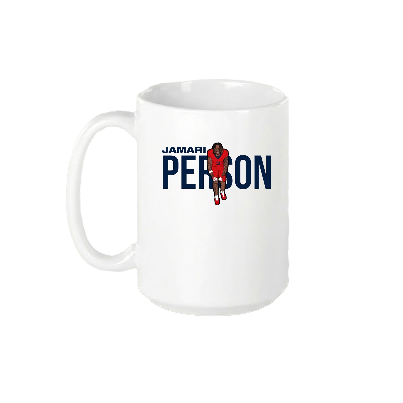 15oz Coffee Mug — Player Name in White