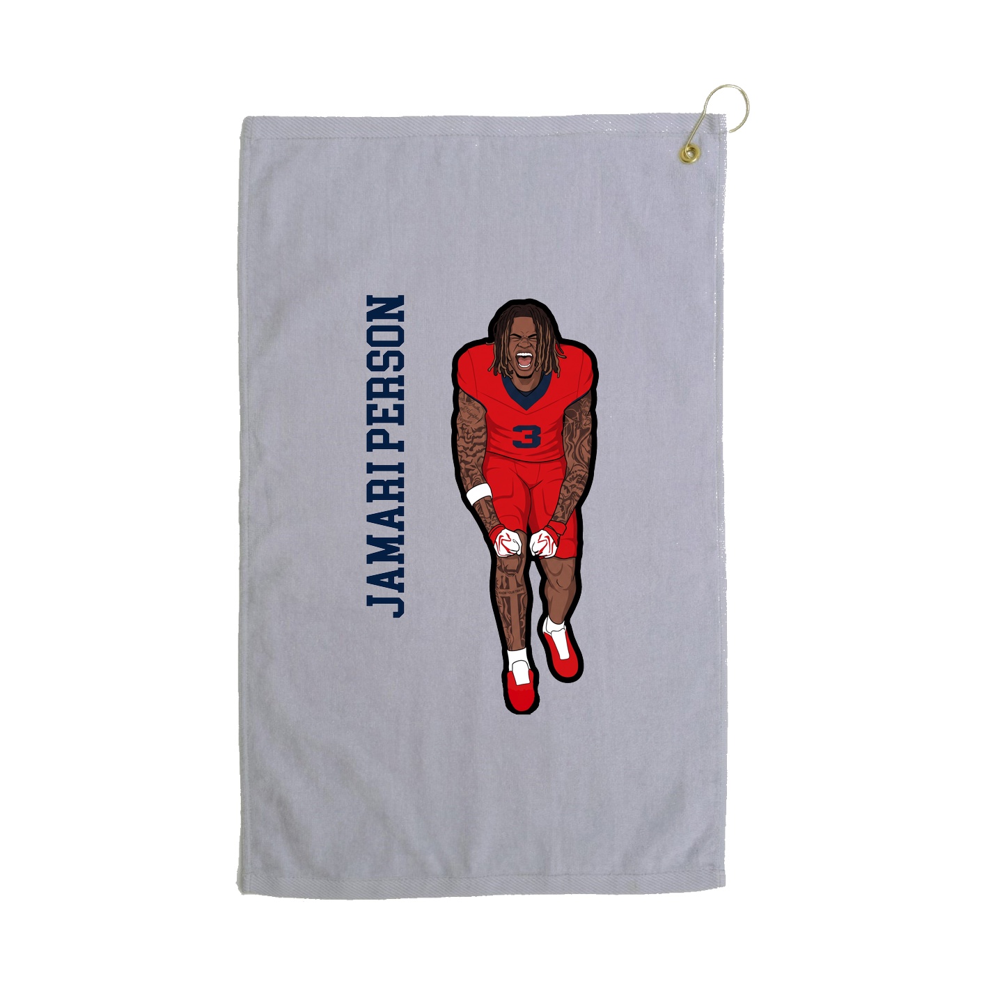 Golf Towel — Name Vertical in Grey