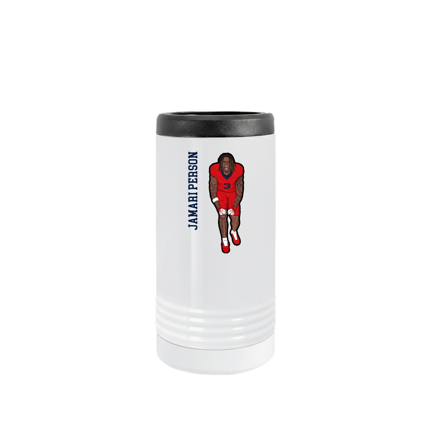 Slim Beverage Holder — Name Vertical in White