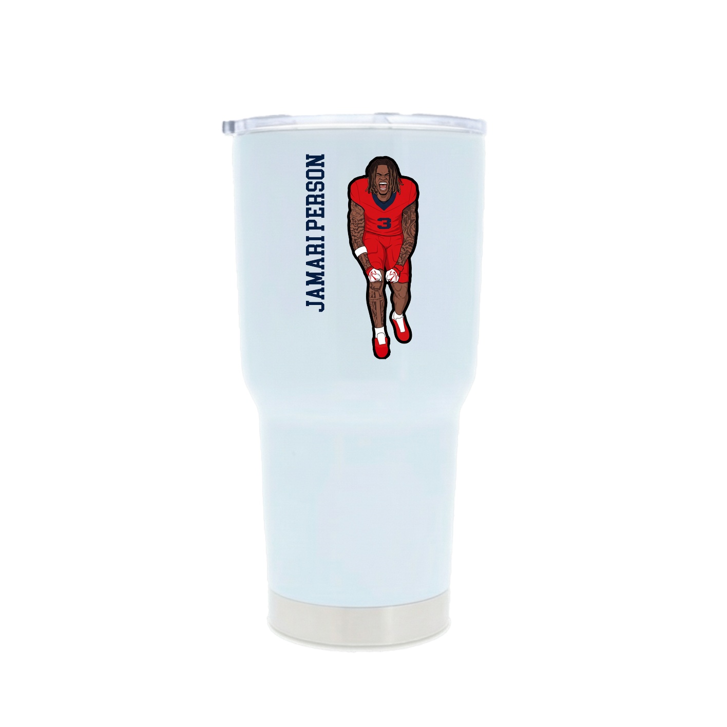 30oz Stainless Steel Tumbler — Name Vertical in White