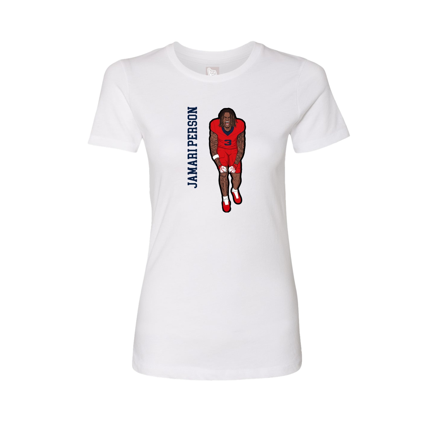 Fitted Women's Tee — Name Vertical in White