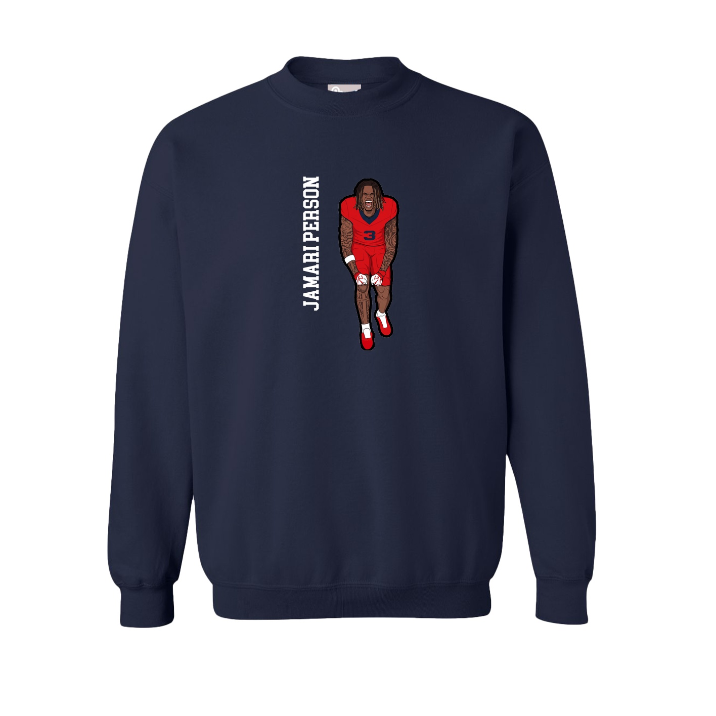 Fleece Crew — Name Vertical in Navy
