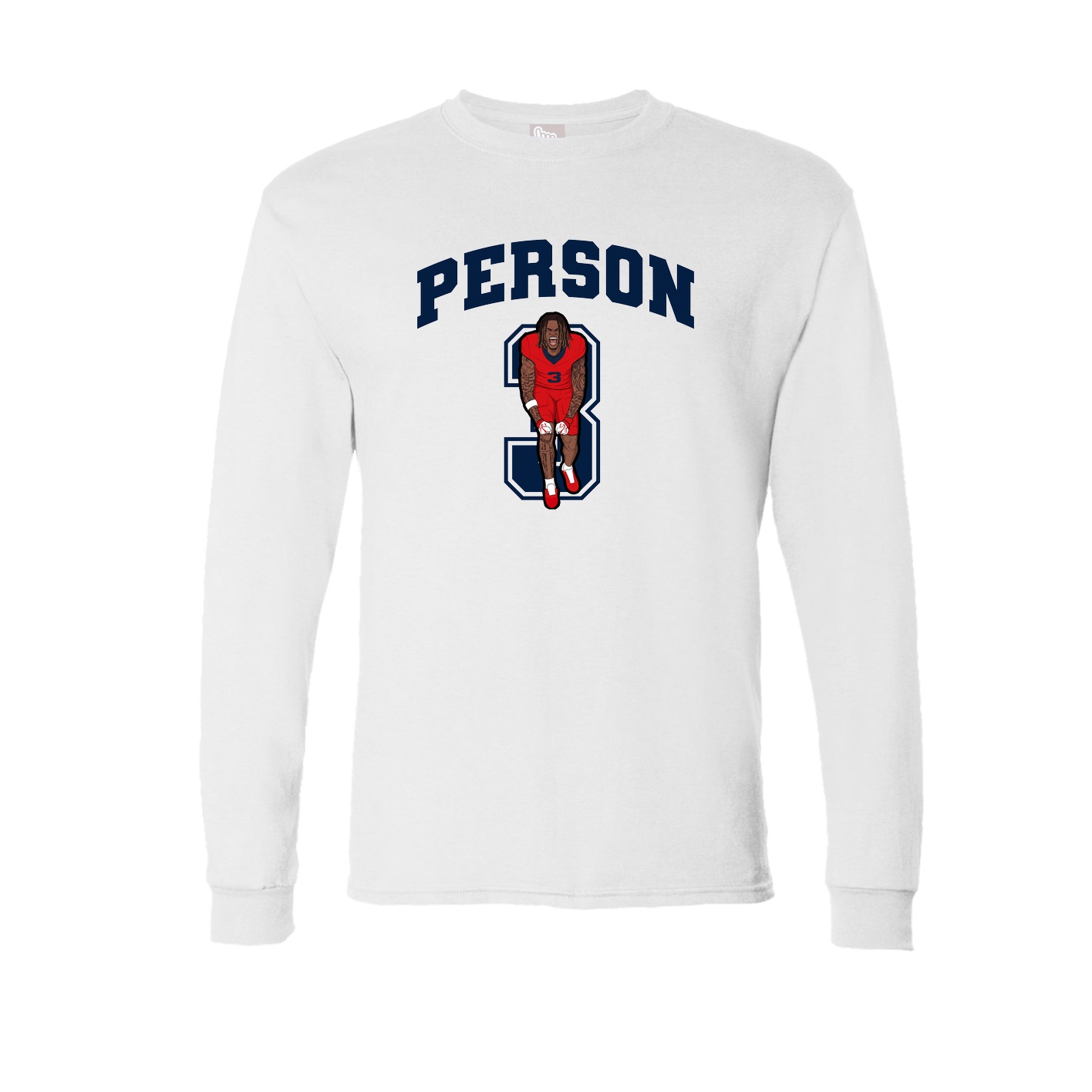 Long Sleeve Tee — Number in White