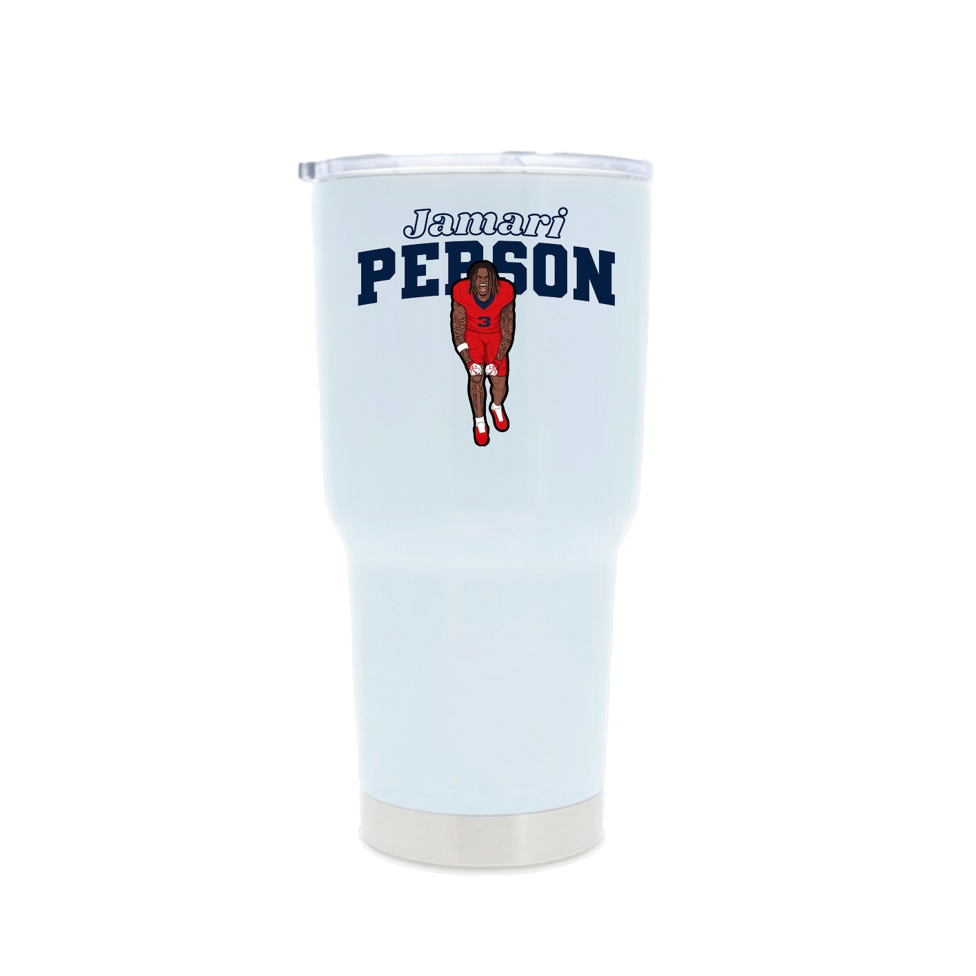 30oz Stainless Steel Tumbler — Name Arch in White