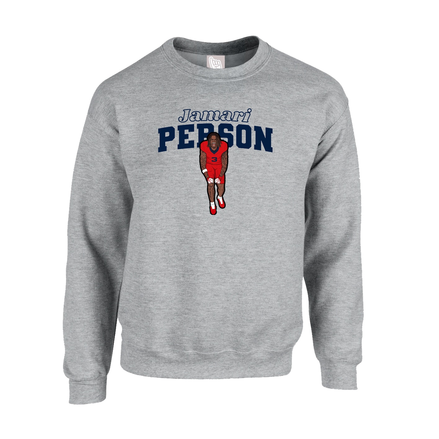Fleece Crew — Name Arch in Grey