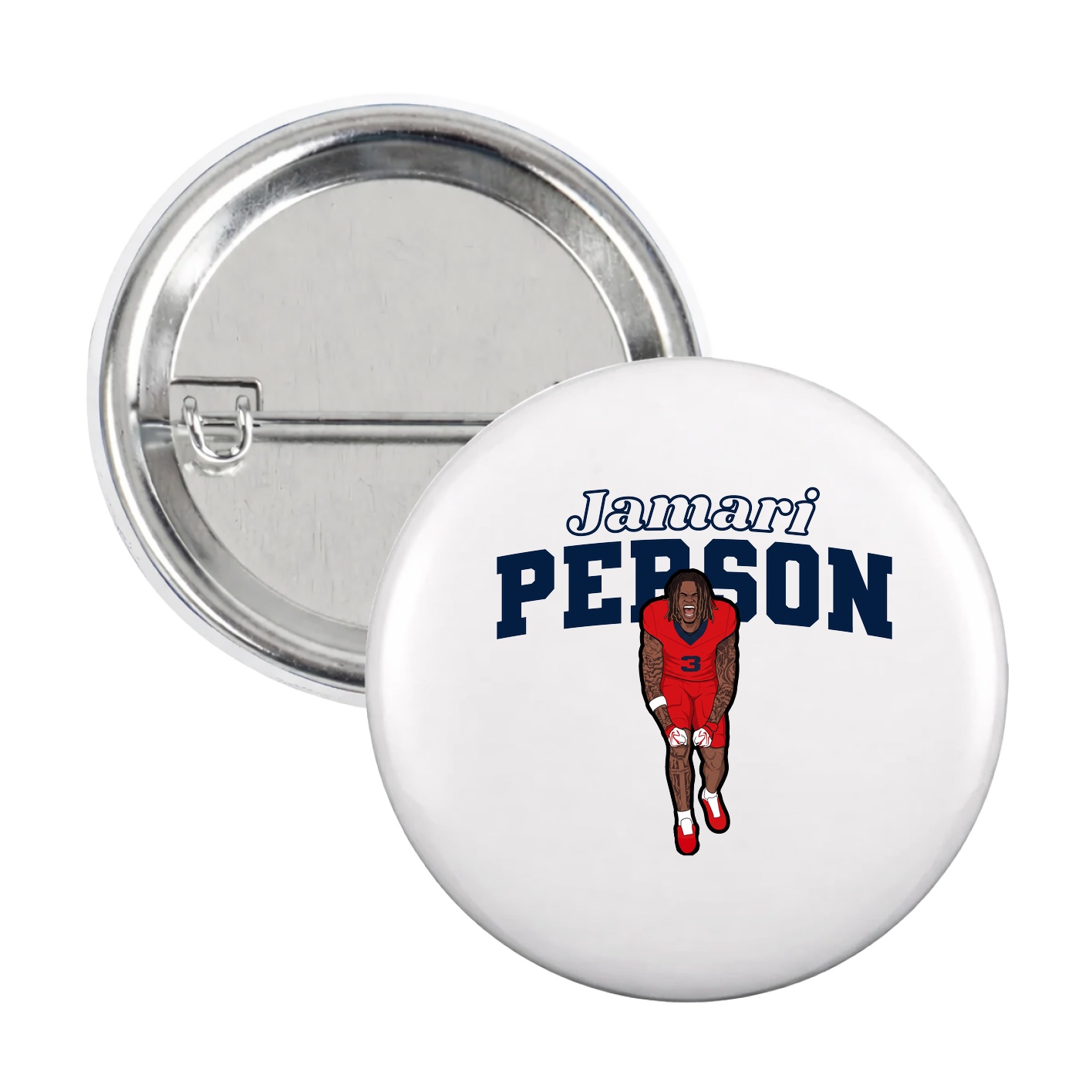 Game Day Button — Name Arch in White