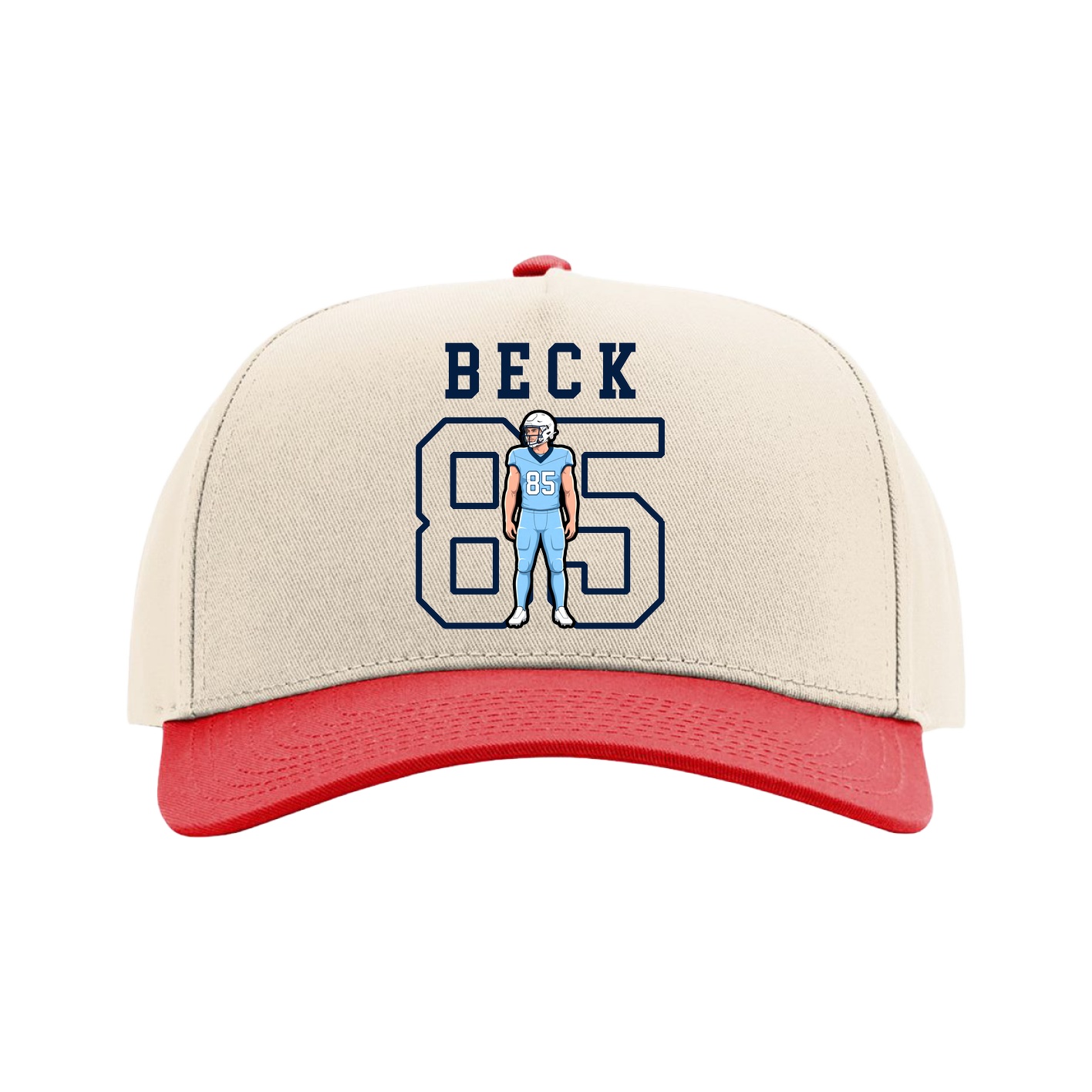 Full Fabric Five-Panel Champ Cap — Shirsey in Cream/Red