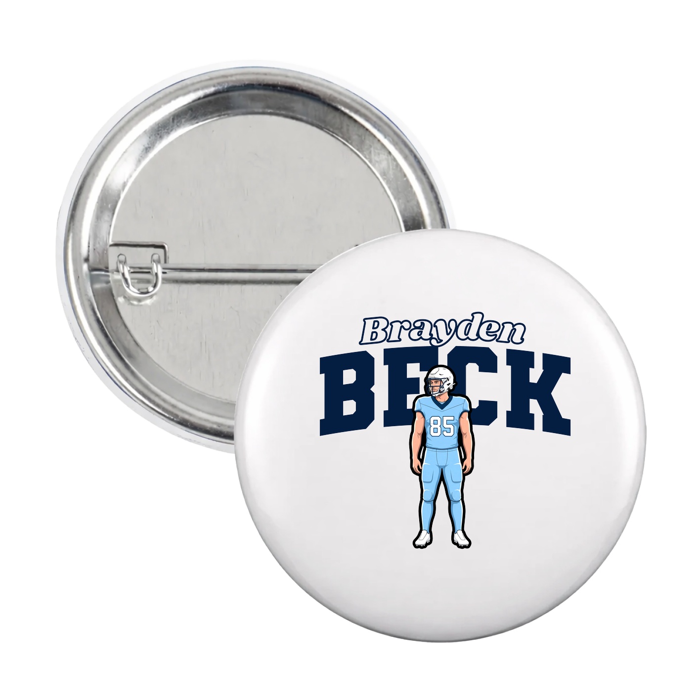 Game Day Button — Name Arch in White