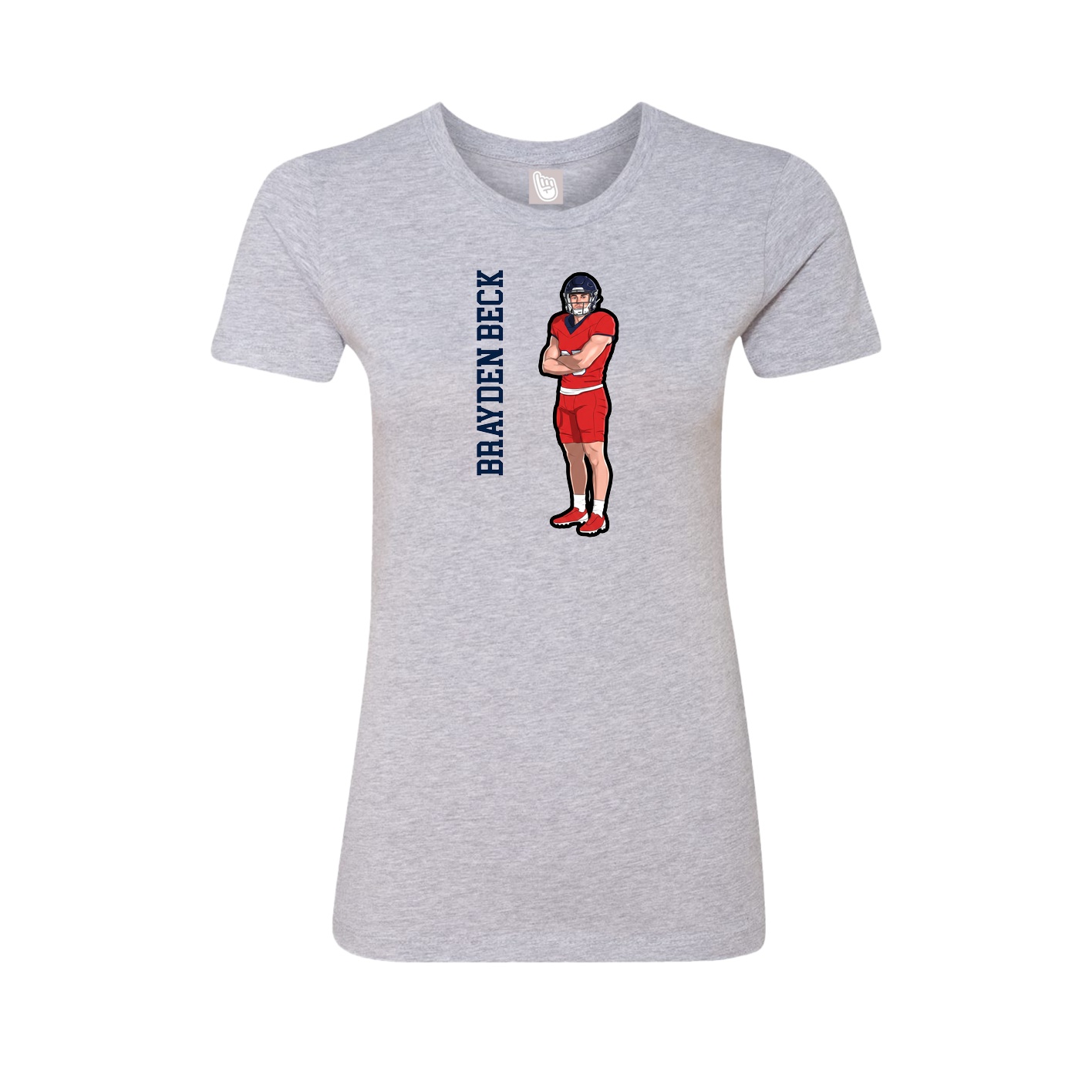Fitted Women's Tee — Name Vertical in Grey