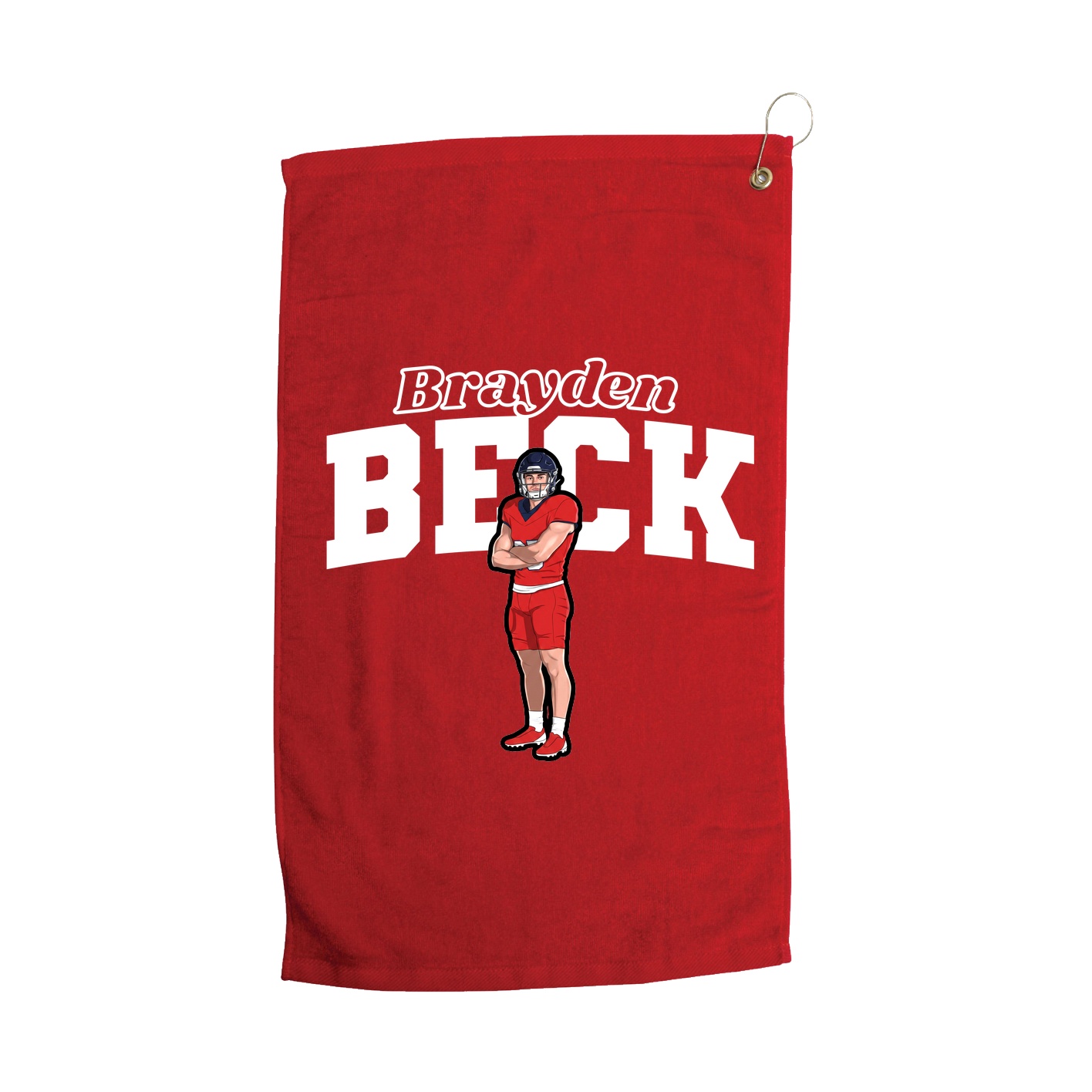 Golf Towel — Name Arch in Red