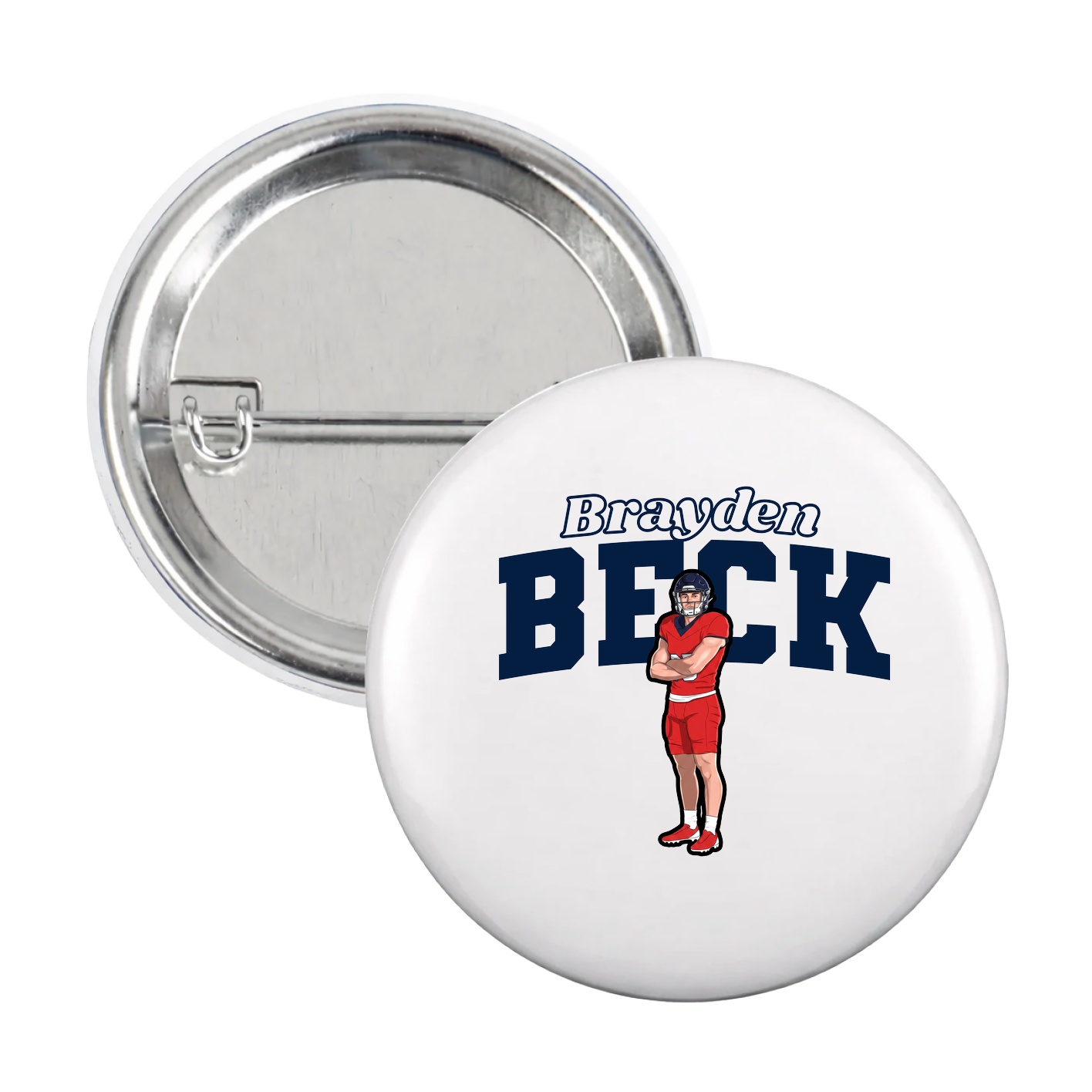 Game Day Button — Name Arch in White