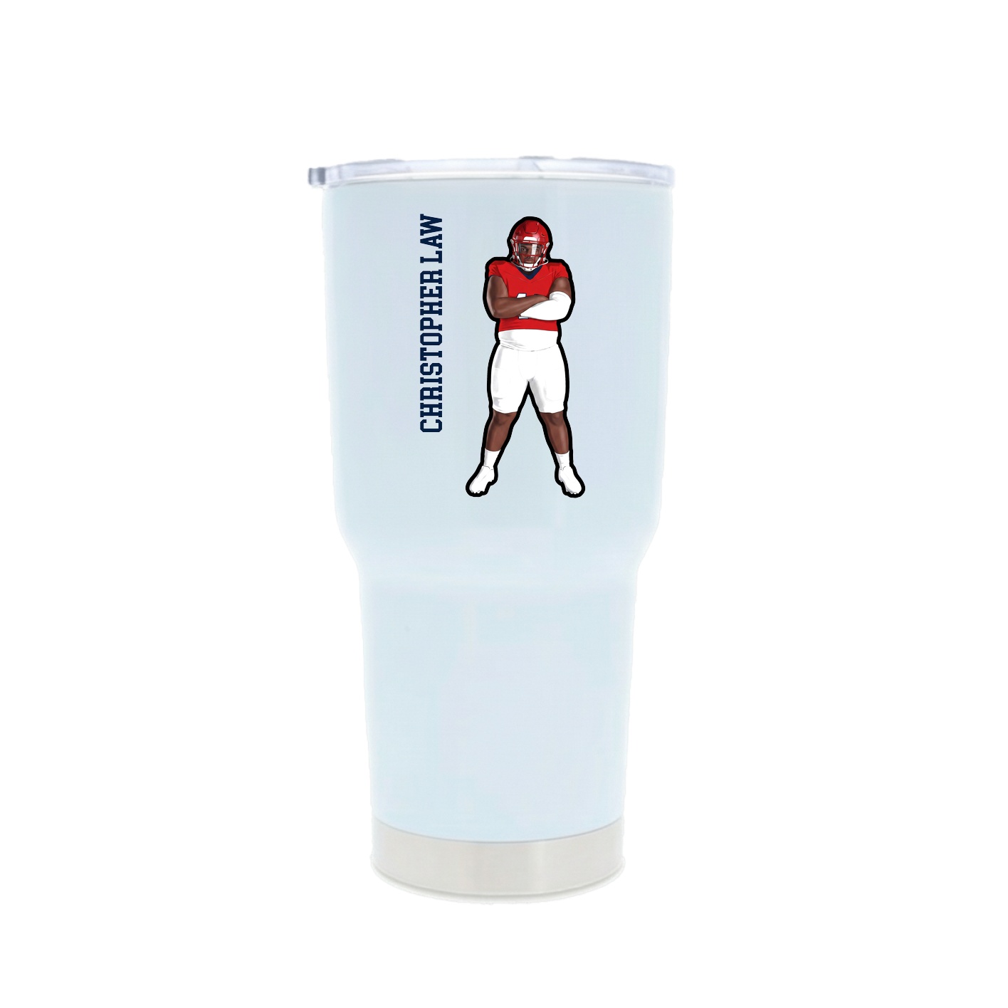 30oz Stainless Steel Tumbler — Name Vertical in White