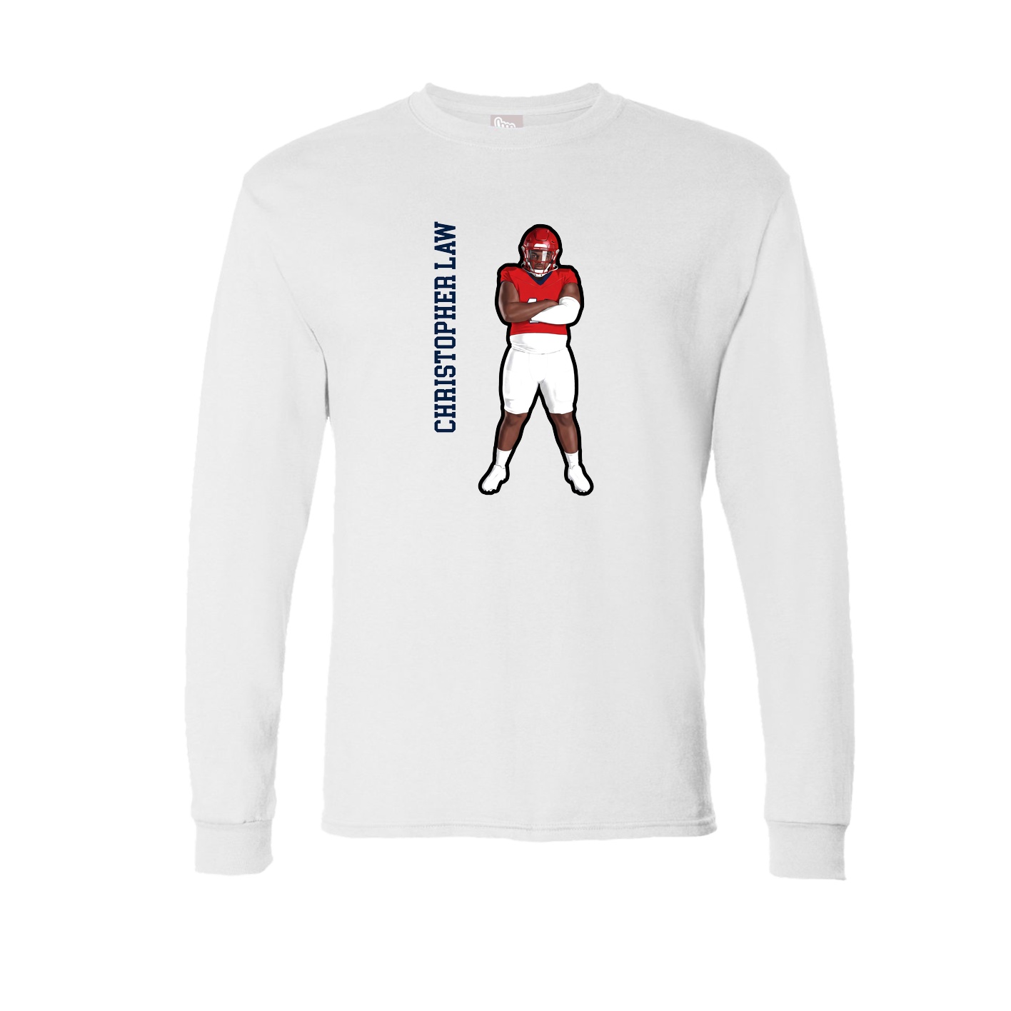 Long Sleeve Tee — Name Vertical in White