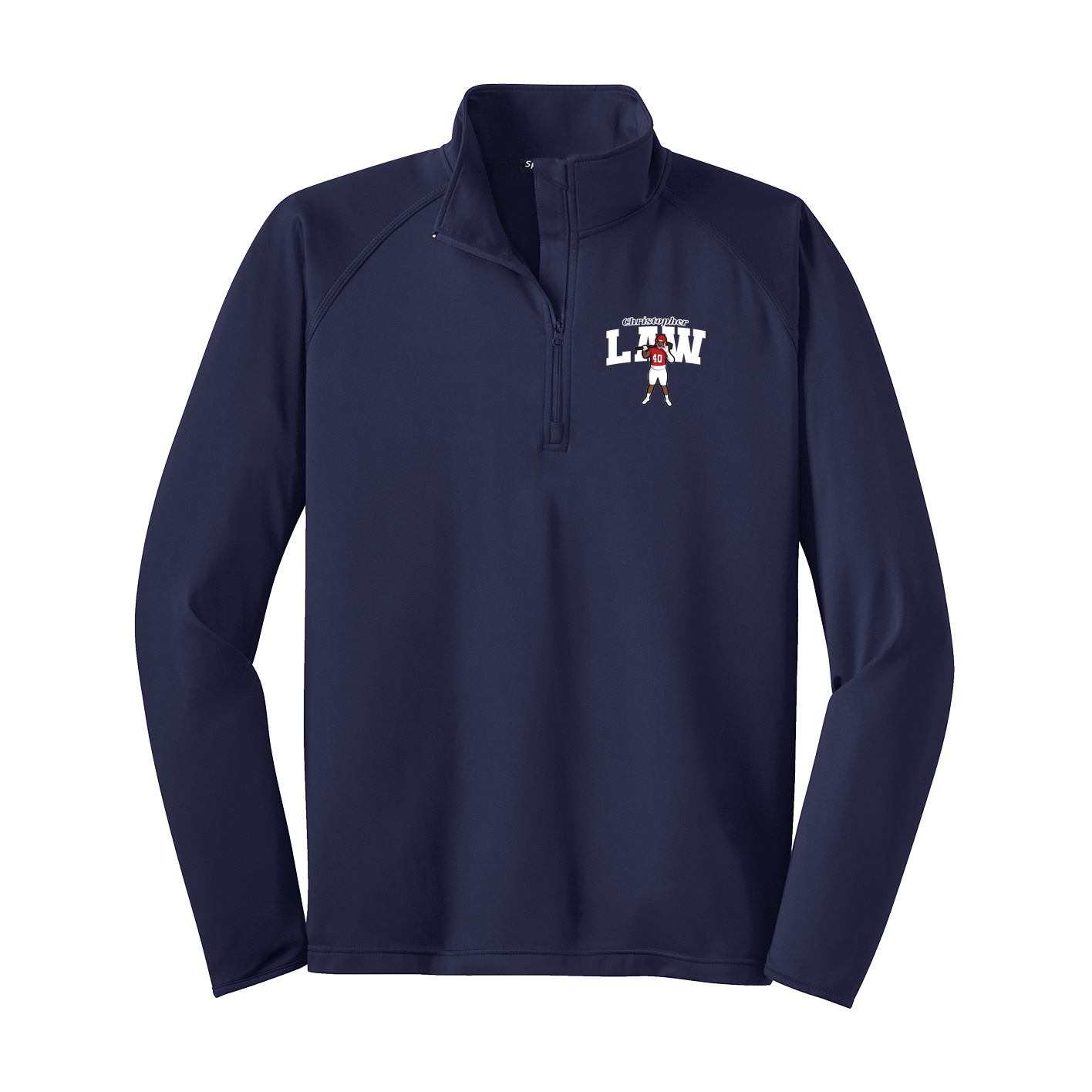 Q-Zip Pullover — Name Arch in Navy