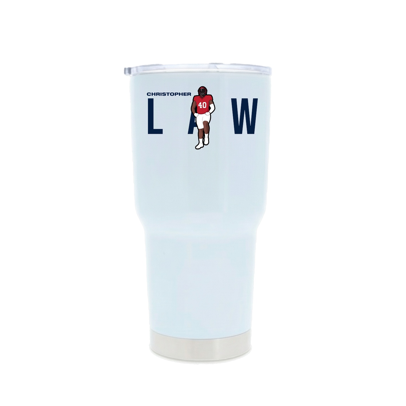 30oz Stainless Steel Tumbler — Player Name in White