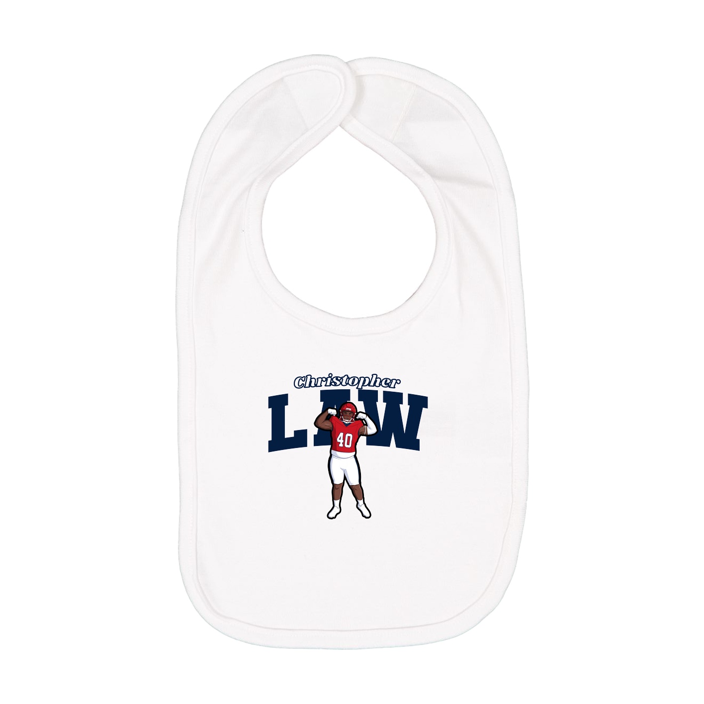Infant Bib — Name Arch in White
