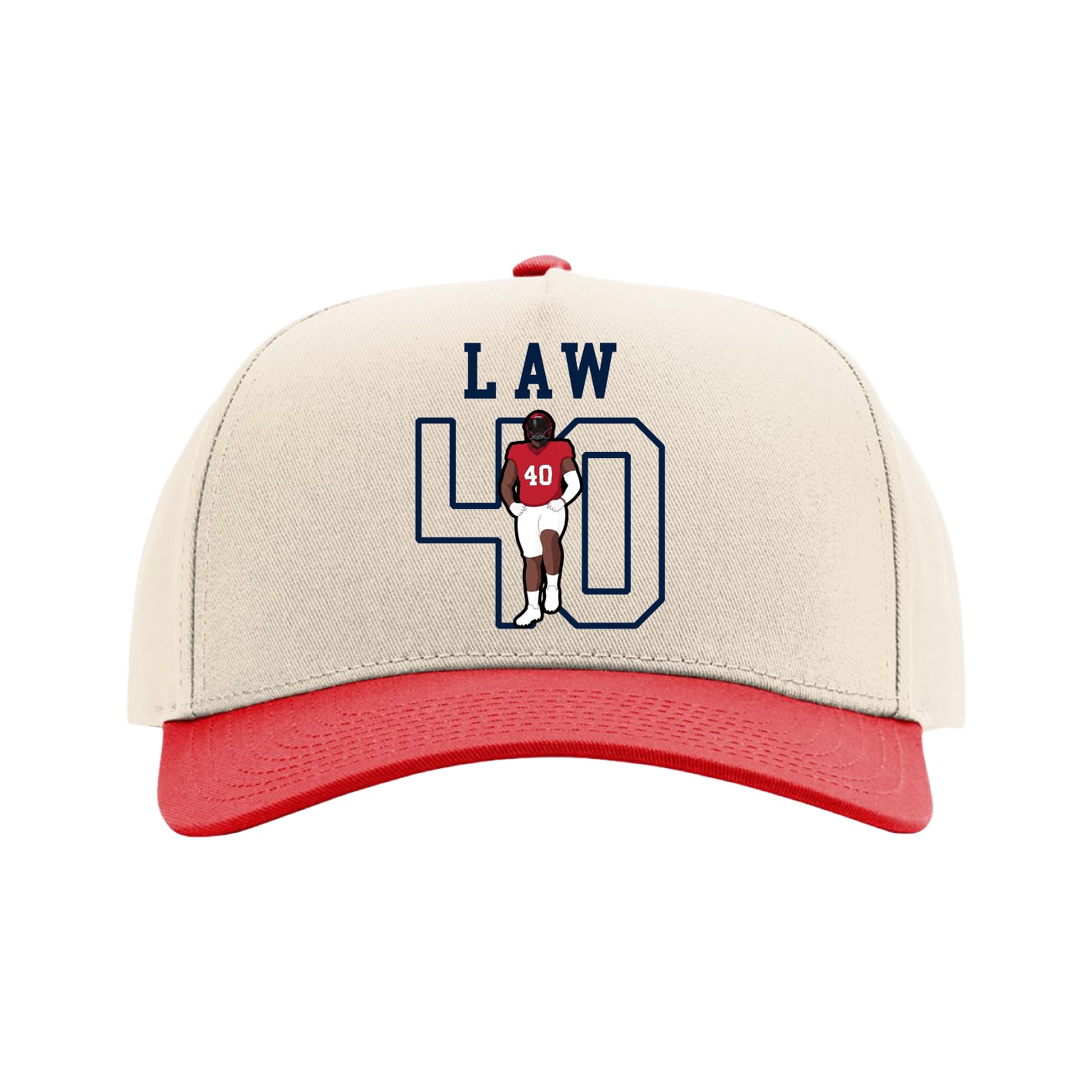 Full Fabric Five-Panel Champ Cap — Shirsey in Cream/Red