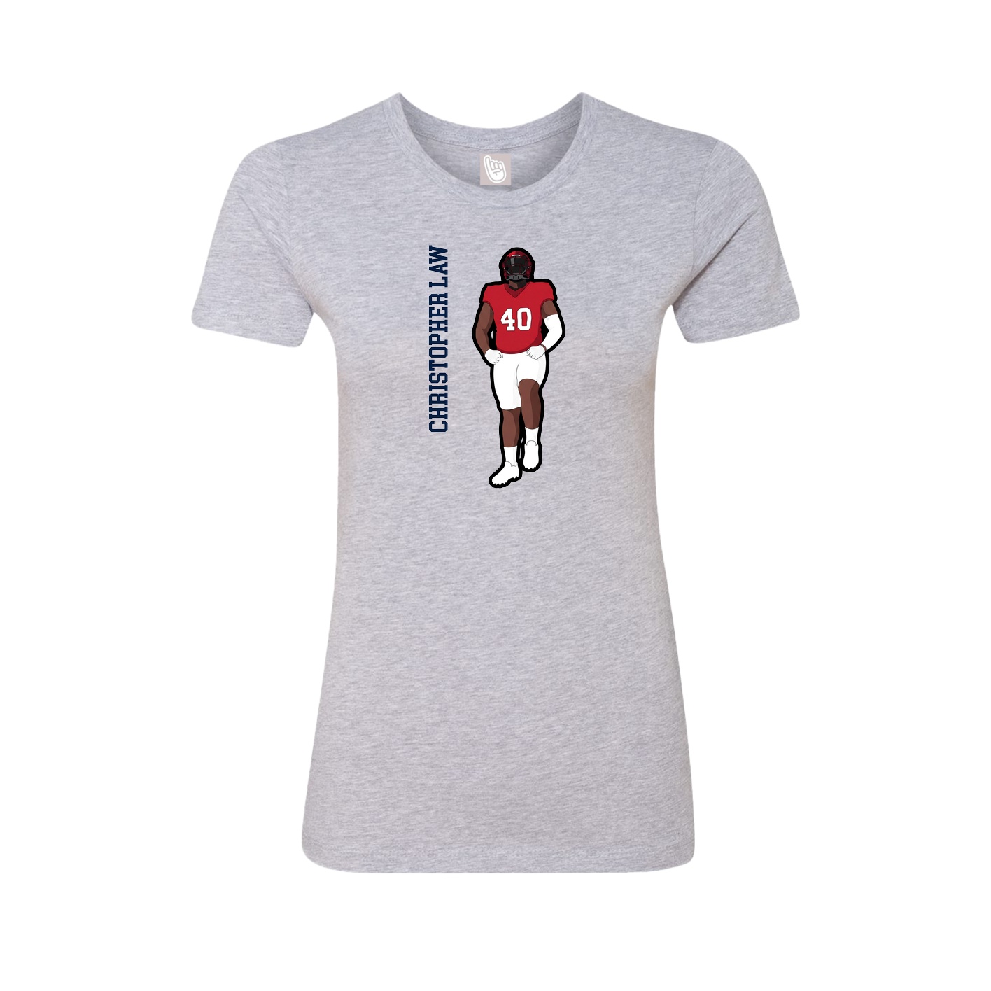 Fitted Women's Tee — Name Vertical in Grey