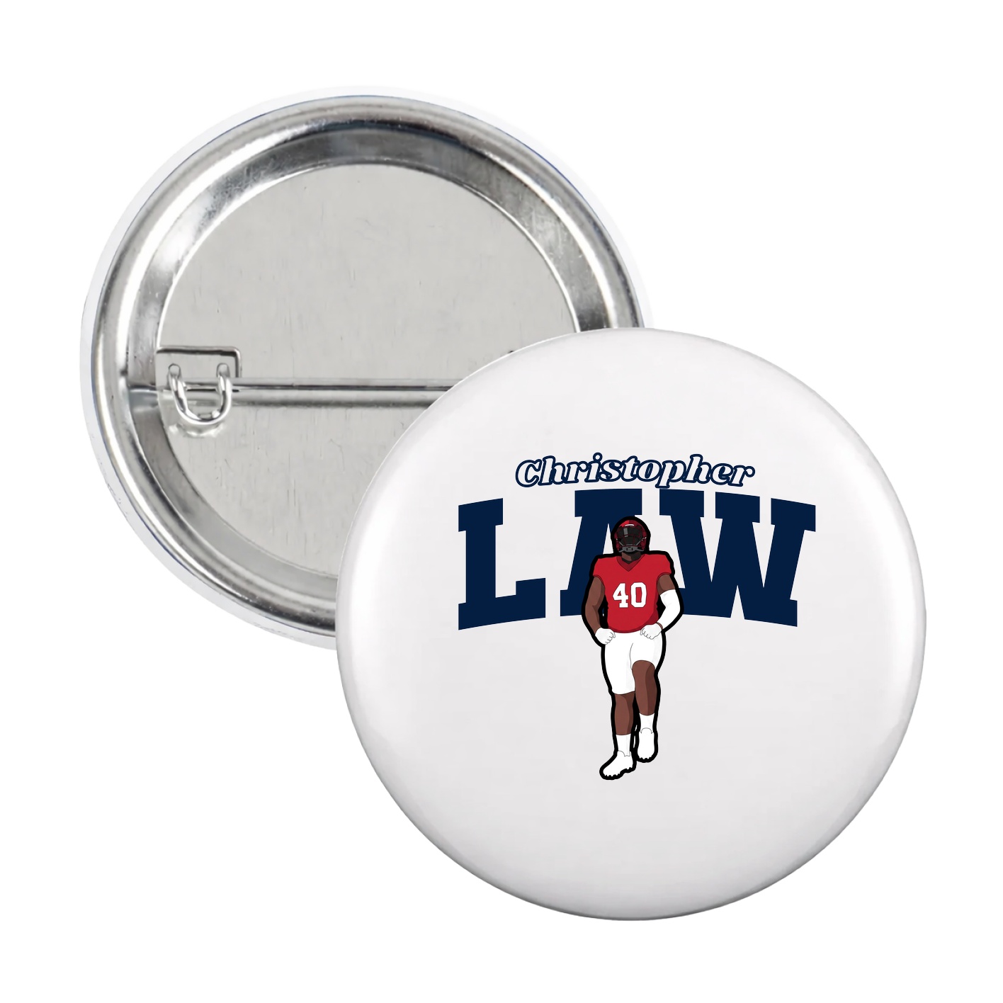 Game Day Button — Name Arch in White
