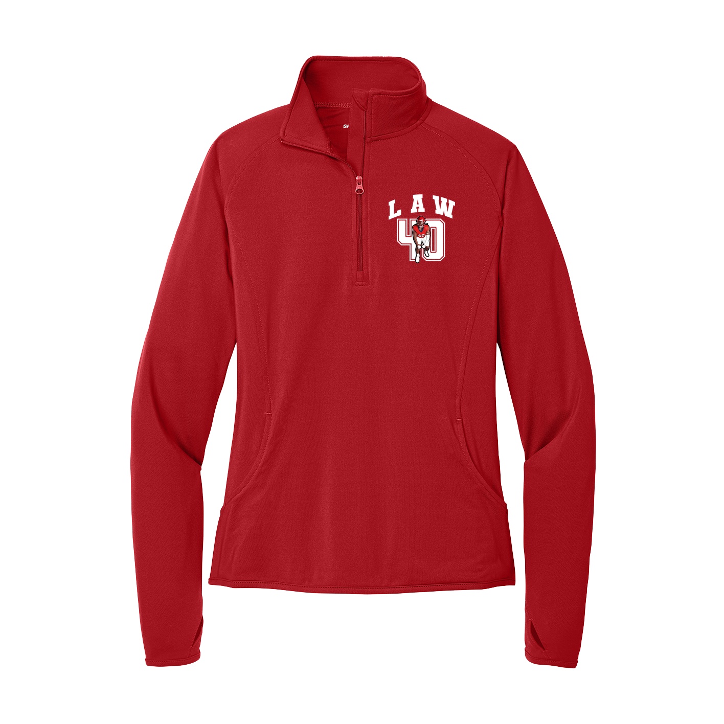 Women's Q-Zip Pullover — Number in Red