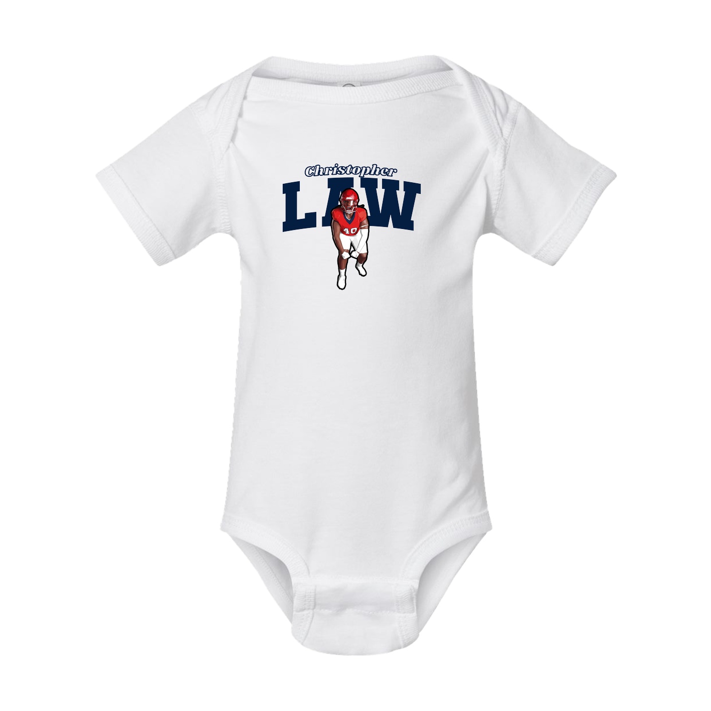 Baby Onesie — Name Arch in White