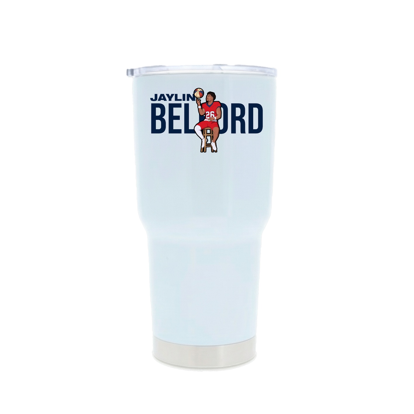 30oz Stainless Steel Tumbler — Player Name in White