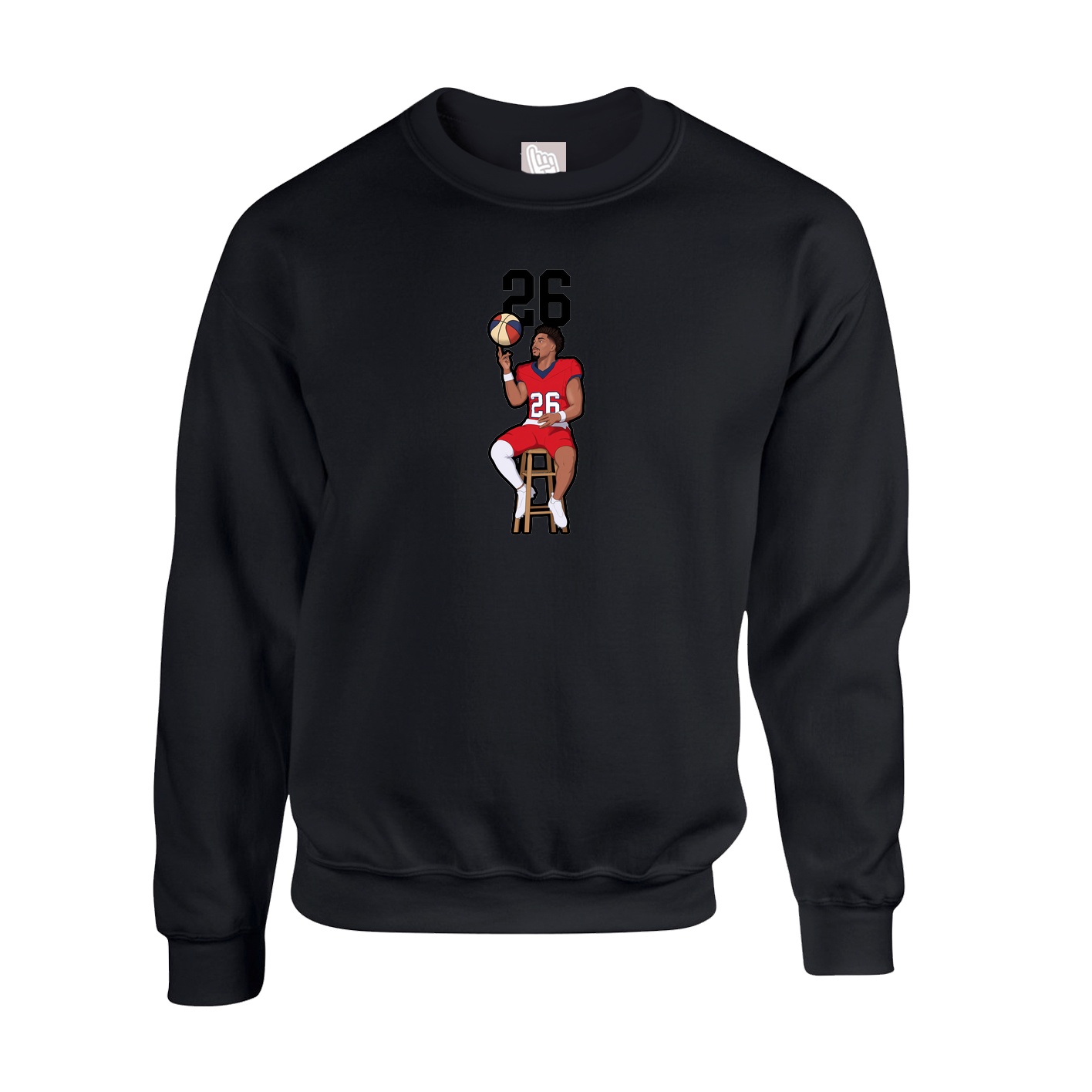 Fleece Crew — Number Top in Black