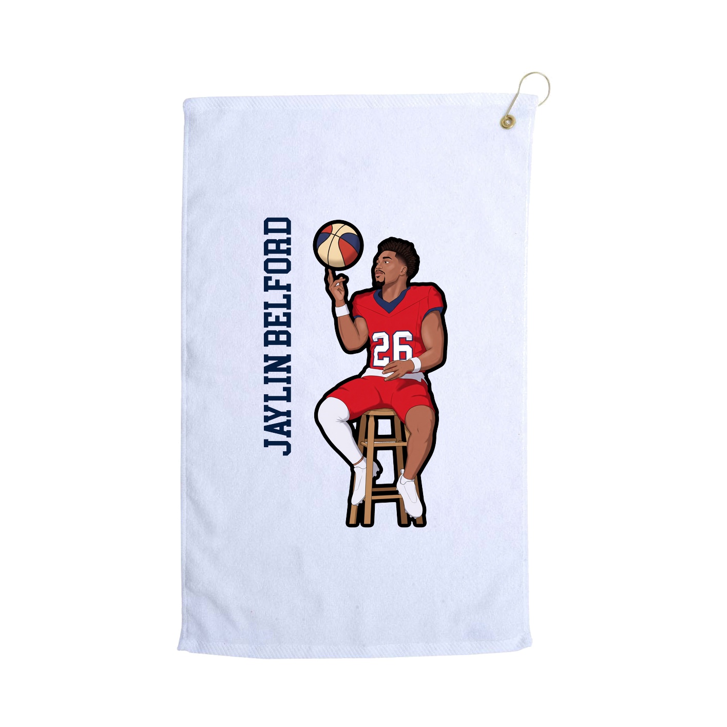 Golf Towel — Name Vertical in White