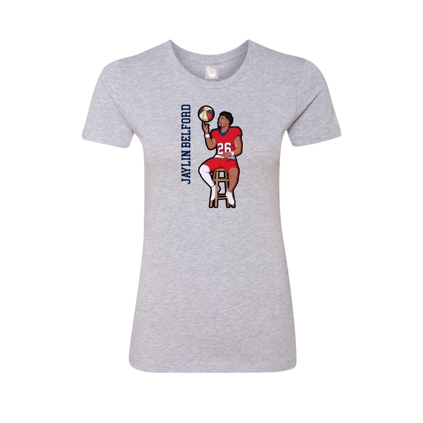Fitted Women's Tee — Name Vertical in Grey