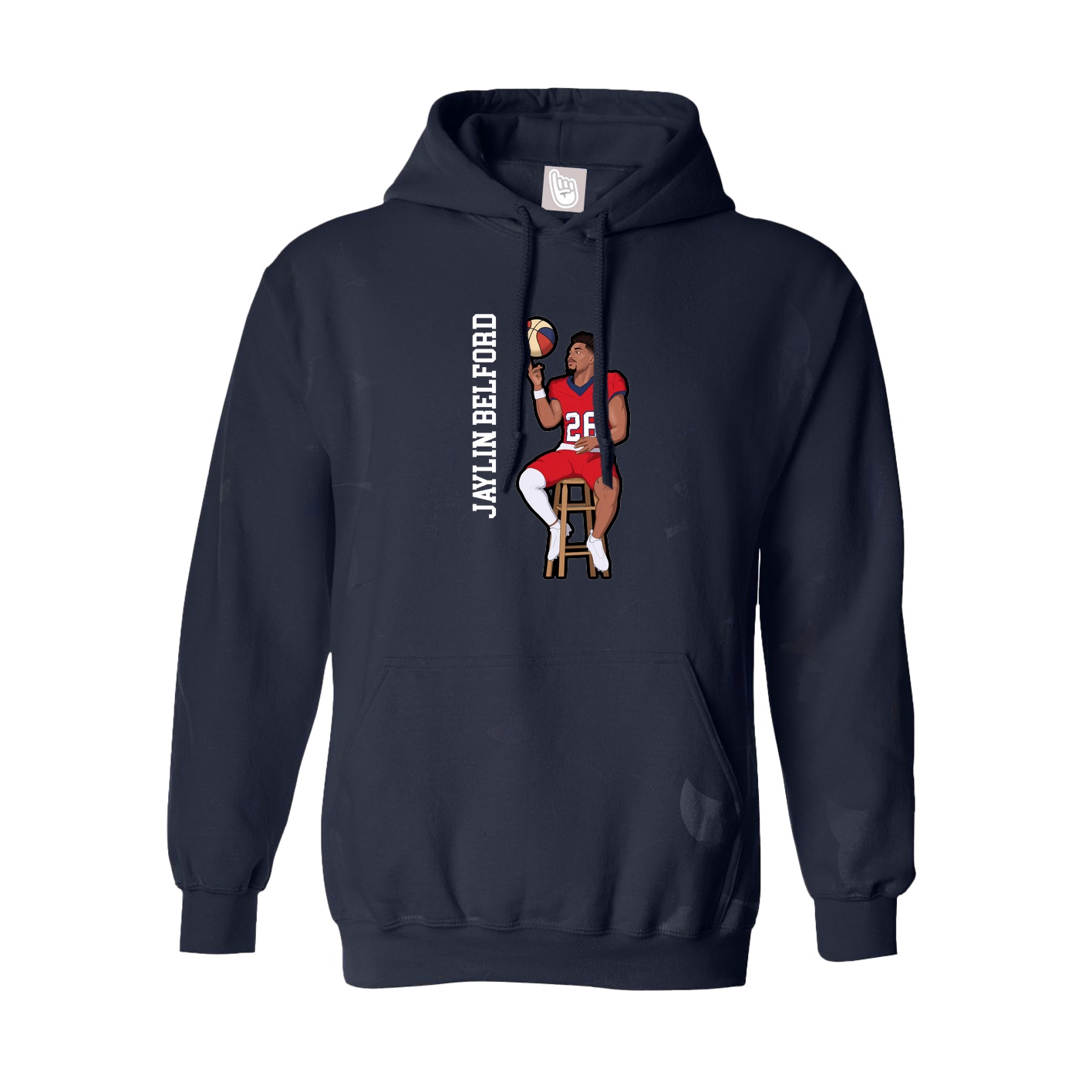 Hoodie — Name Vertical in Navy