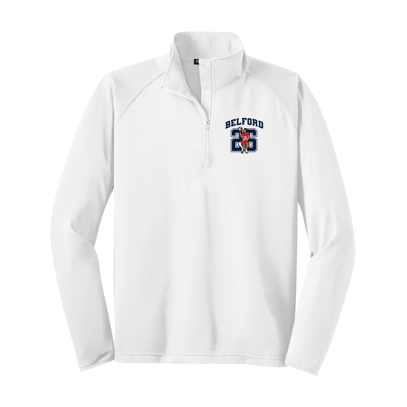 Q-Zip Pullover — Number in White