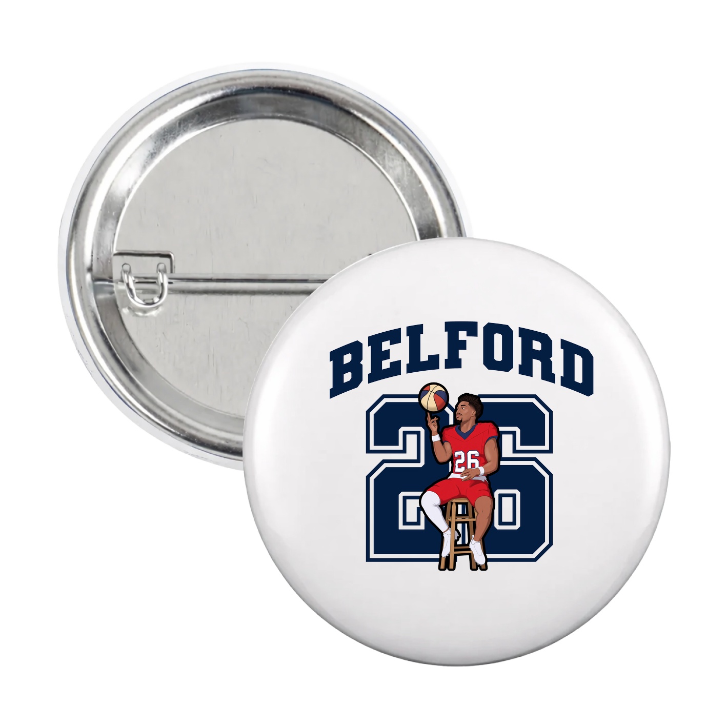 Game Day Button — Number in White