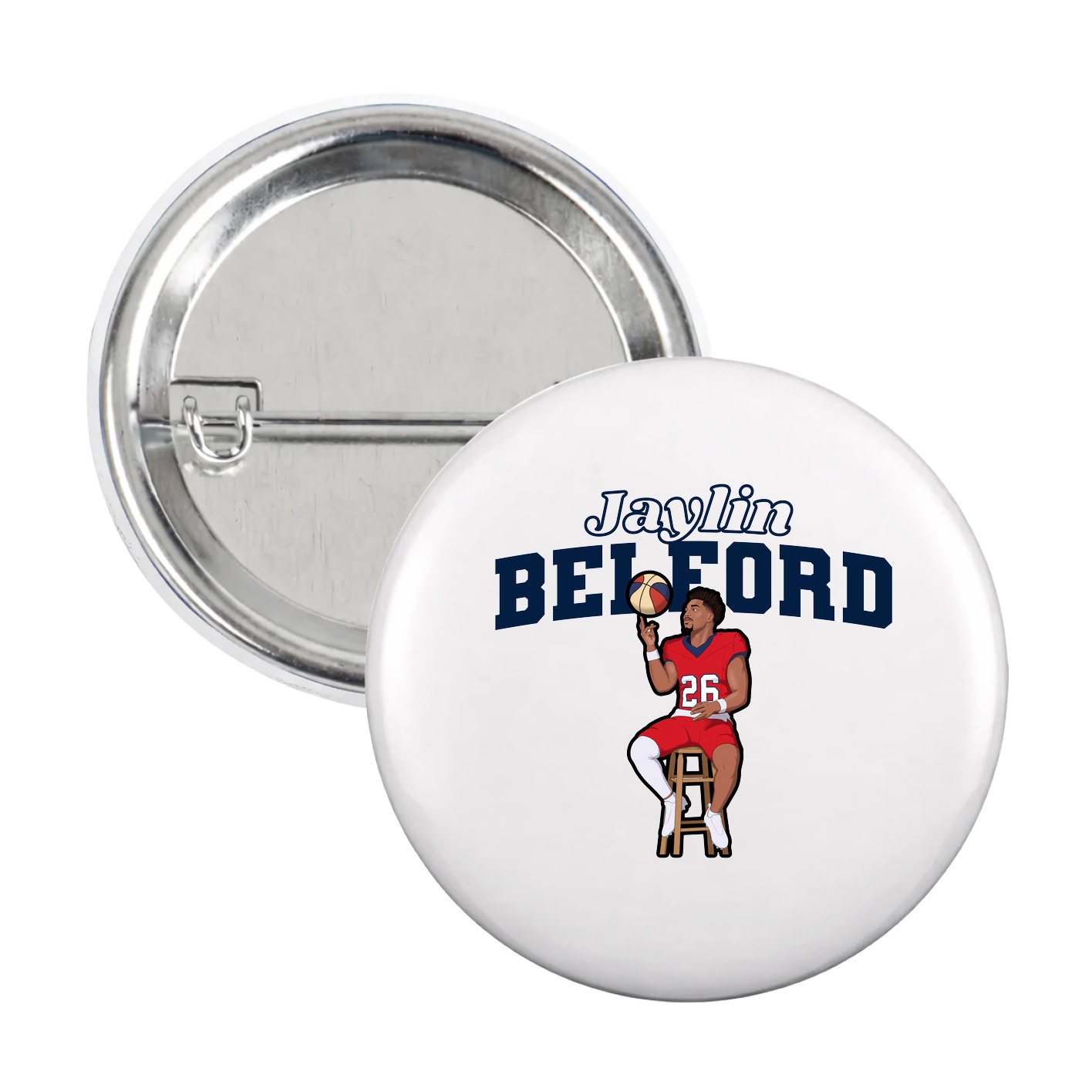Game Day Button — Name Arch in White