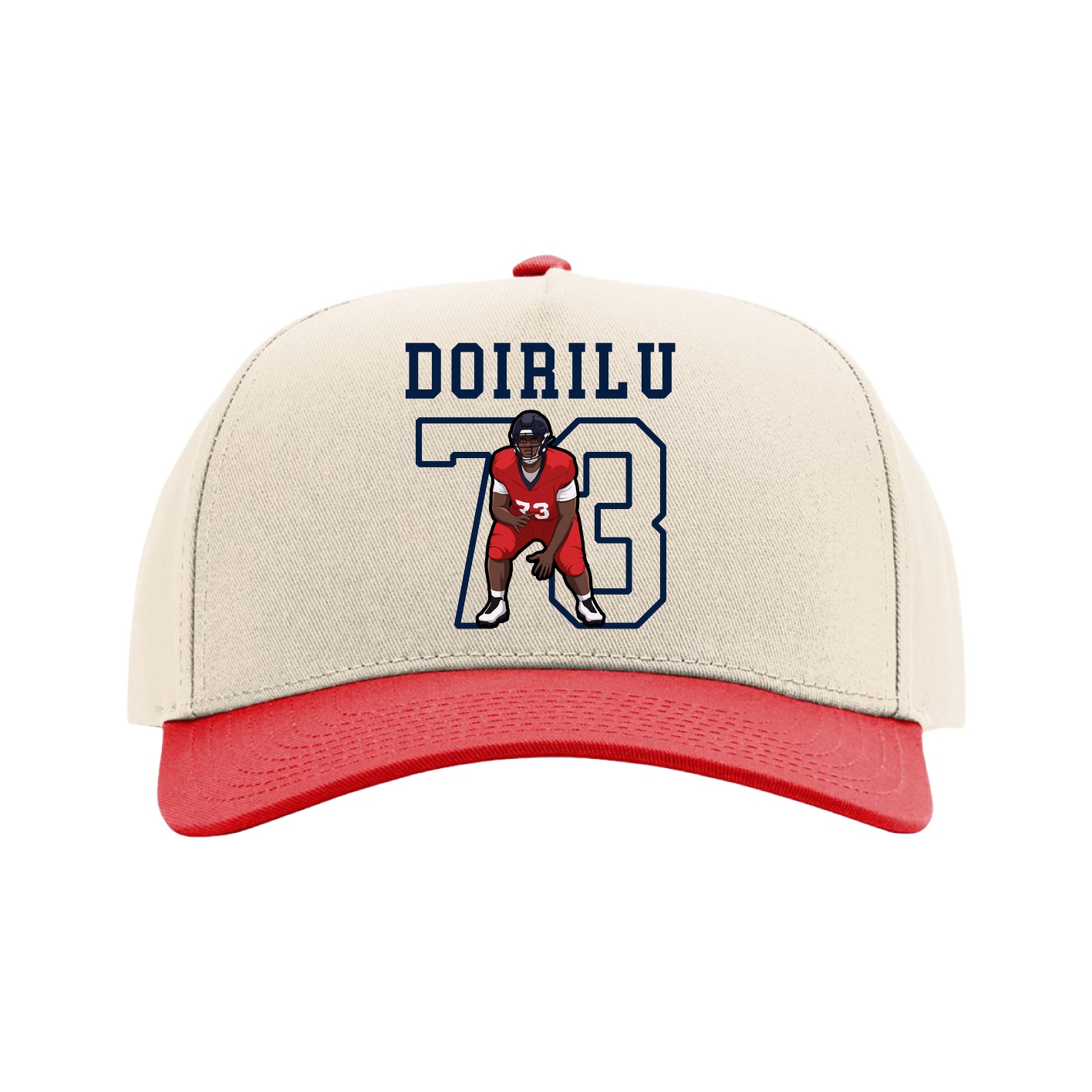 Full Fabric Five-Panel Champ Cap — Shirsey in Cream/Red