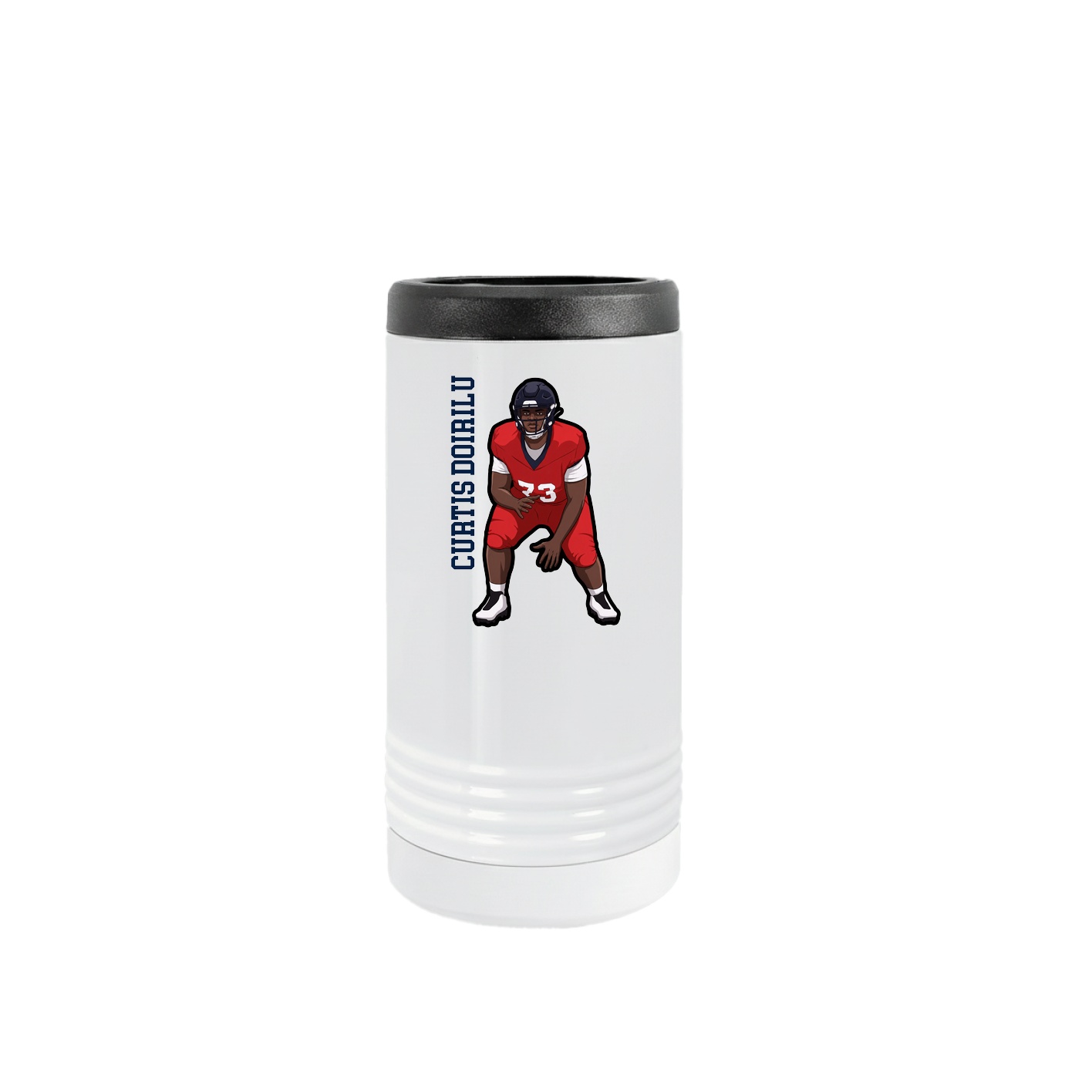 Slim Beverage Holder — Name Vertical in White