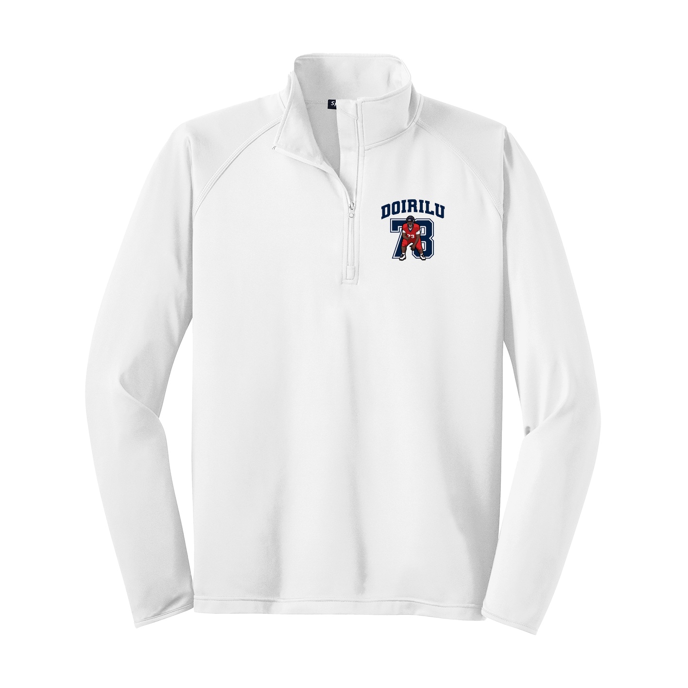 Q-Zip Pullover — Number in White